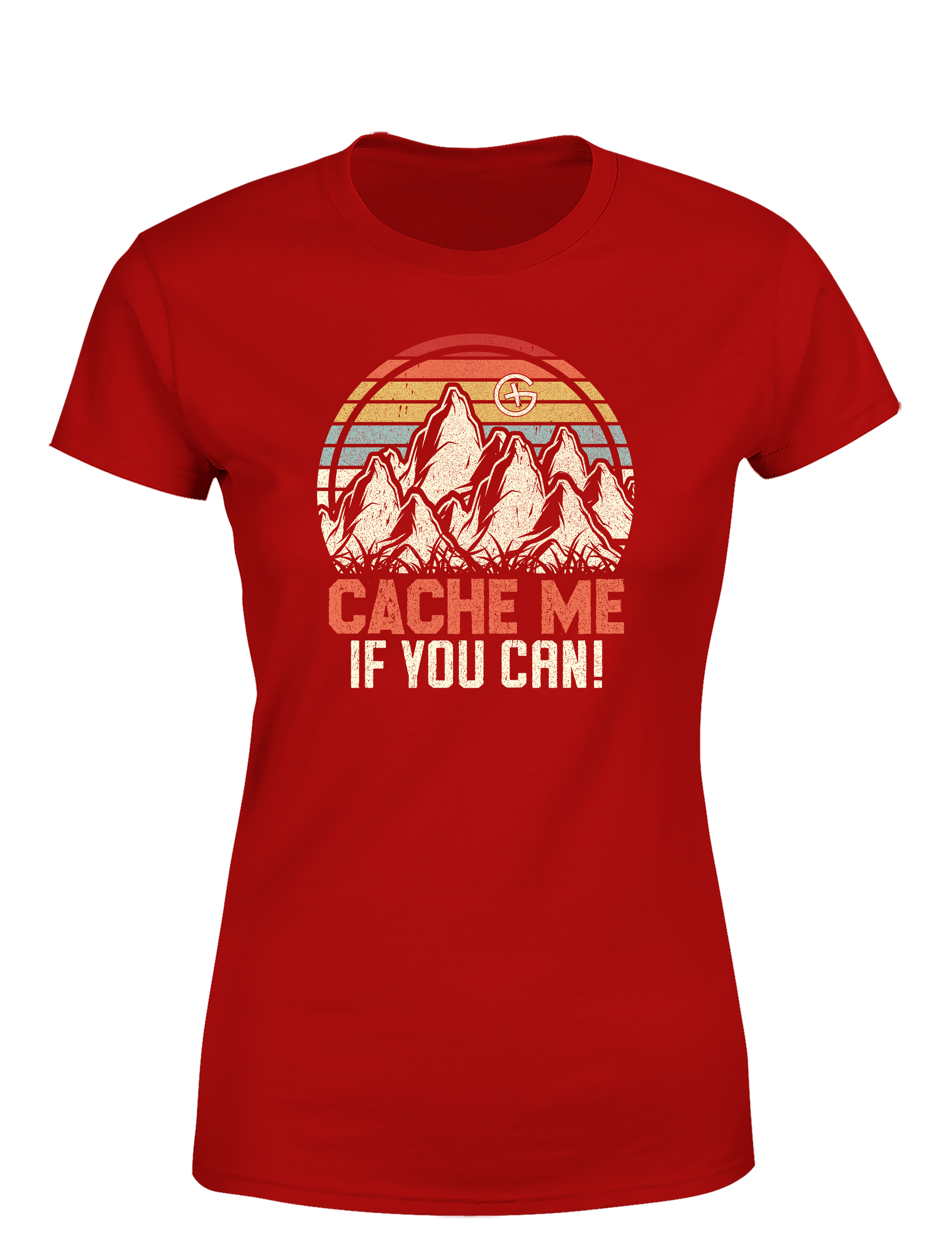 Cache Me If You Can! – Geocaching Damen T-Shirt im Retro Look | Stylisches Shirt für Schatzsucherinnen & Outdoor-Fans