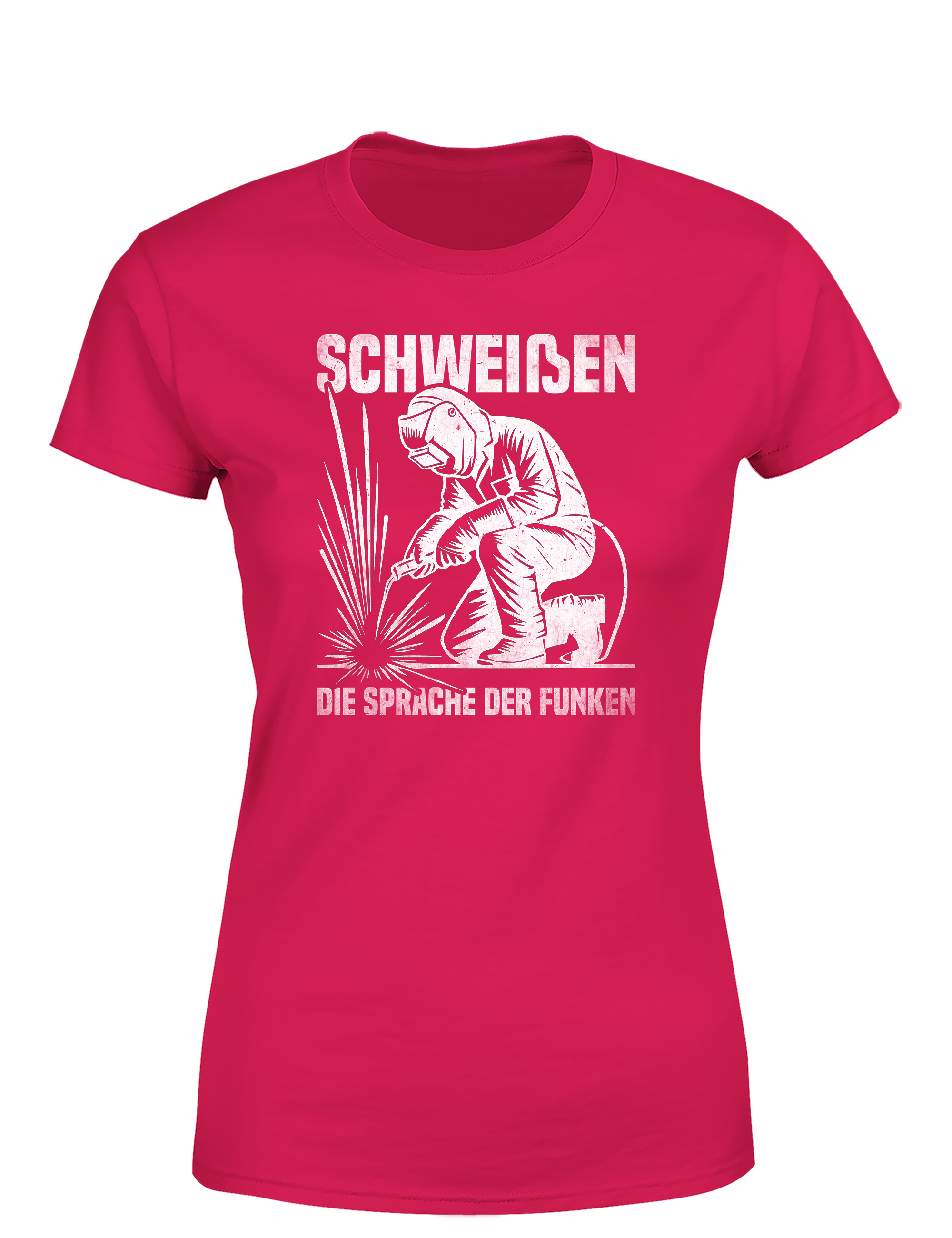 Schweißen – die Sprache der Funken – Damen T-Shirt im Retro Stil | Lustiges Shirt für Schweißerinnen, Metallbauerinnen & Handwerkerinnen
