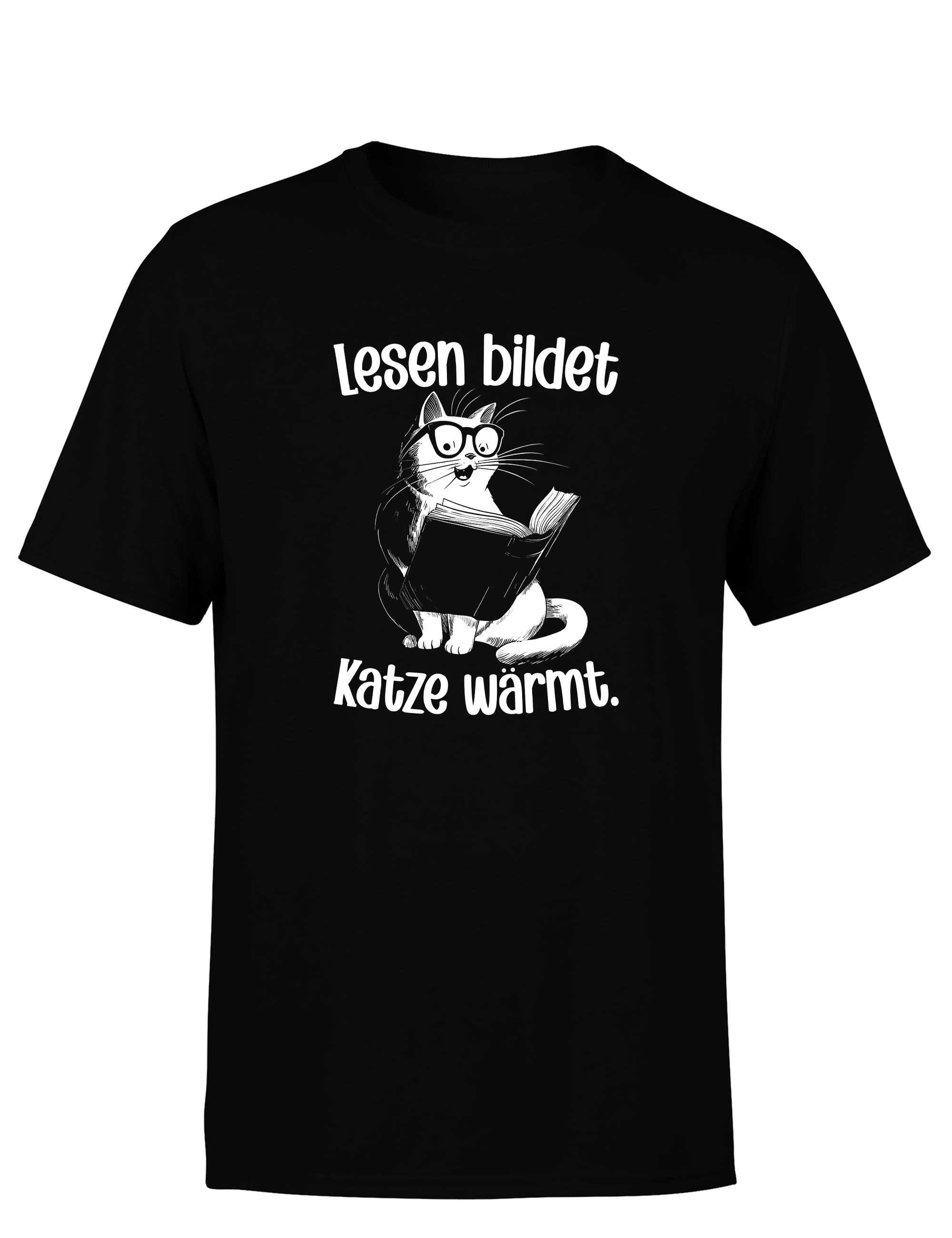 Lesen bildet, Katze wärmt – Herren T-Shirt im Retro Stil | Perfektes Männer Shirt für Katzen- & Bücherliebhaber, Freizeit & Geschenkidee