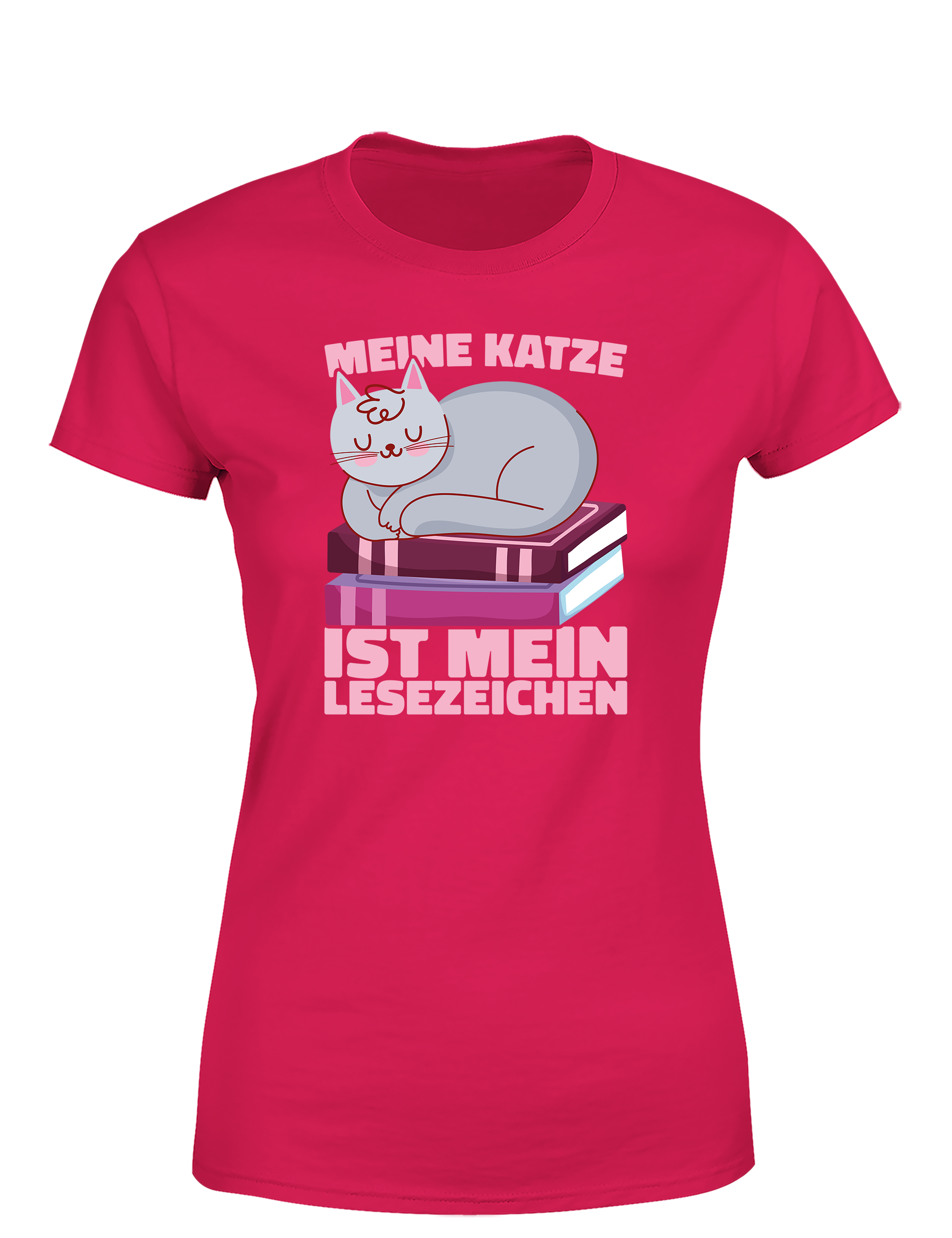 Meine Katze ist mein Lesezeichen – Damen T-Shirt im Retro Stil | Perfektes Damen Shirt für Katzenliebhaberinnen, Leseratten & Geschenkidee
