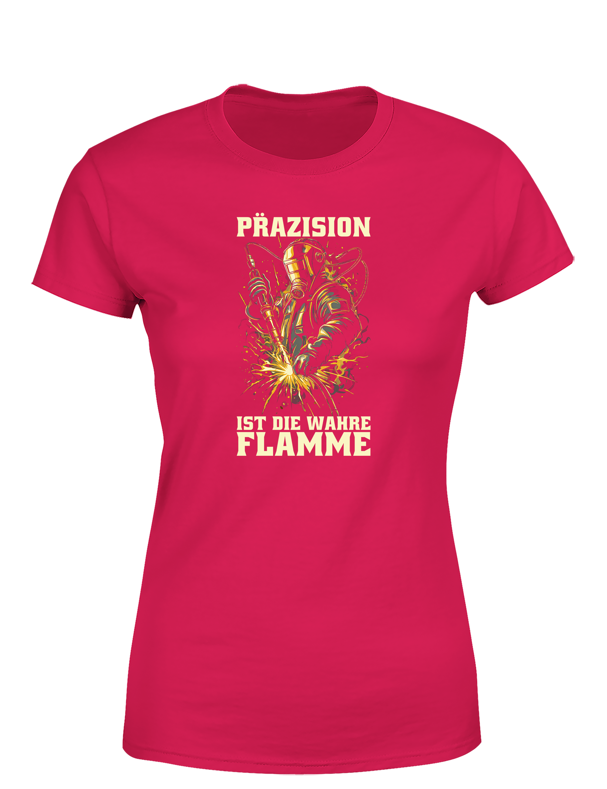 Präzision ist die wahre Flamme – Damen T-Shirt im Retro Stil | Lustiges Shirt für Schweißerinnen, Metallbauerinnen & Handwerkerinnen
