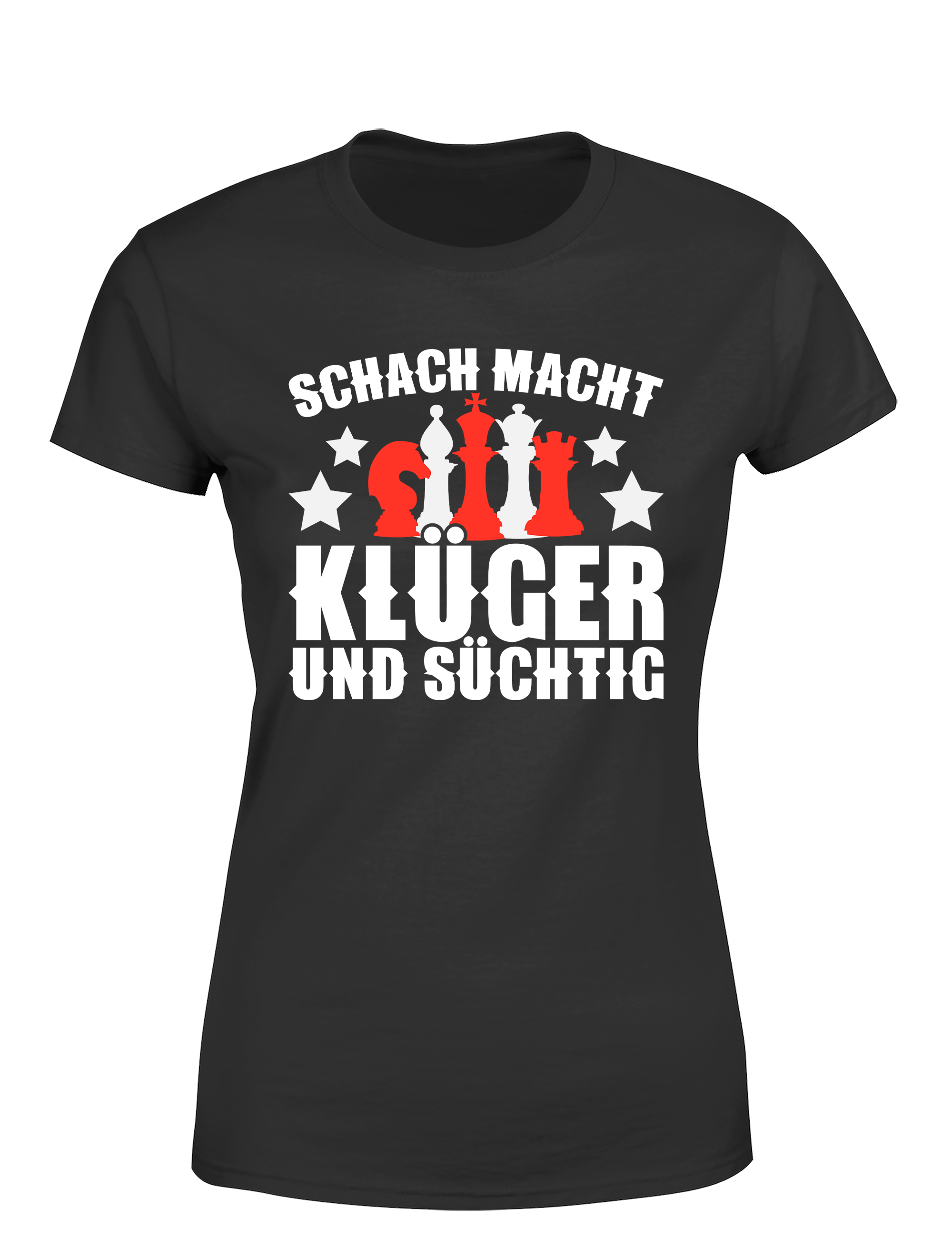 Schach macht klüger und süchtig – Damen T-Shirt im Retro Stil | Perfektes Damen Shirt für Schachspieler, Turniere, Freizeit & Geschenkidee (Copie)