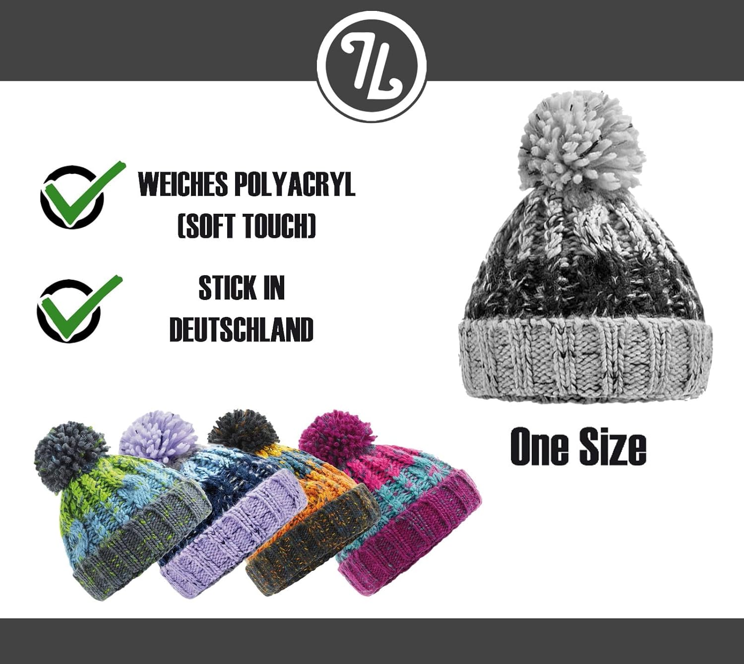 Strickmütze Team Glühwein Bommelmütze mit Stick lustige Wintermütze aus Strick für Damen und Herren Spruchmütze Unisex Beanie weich wärmend