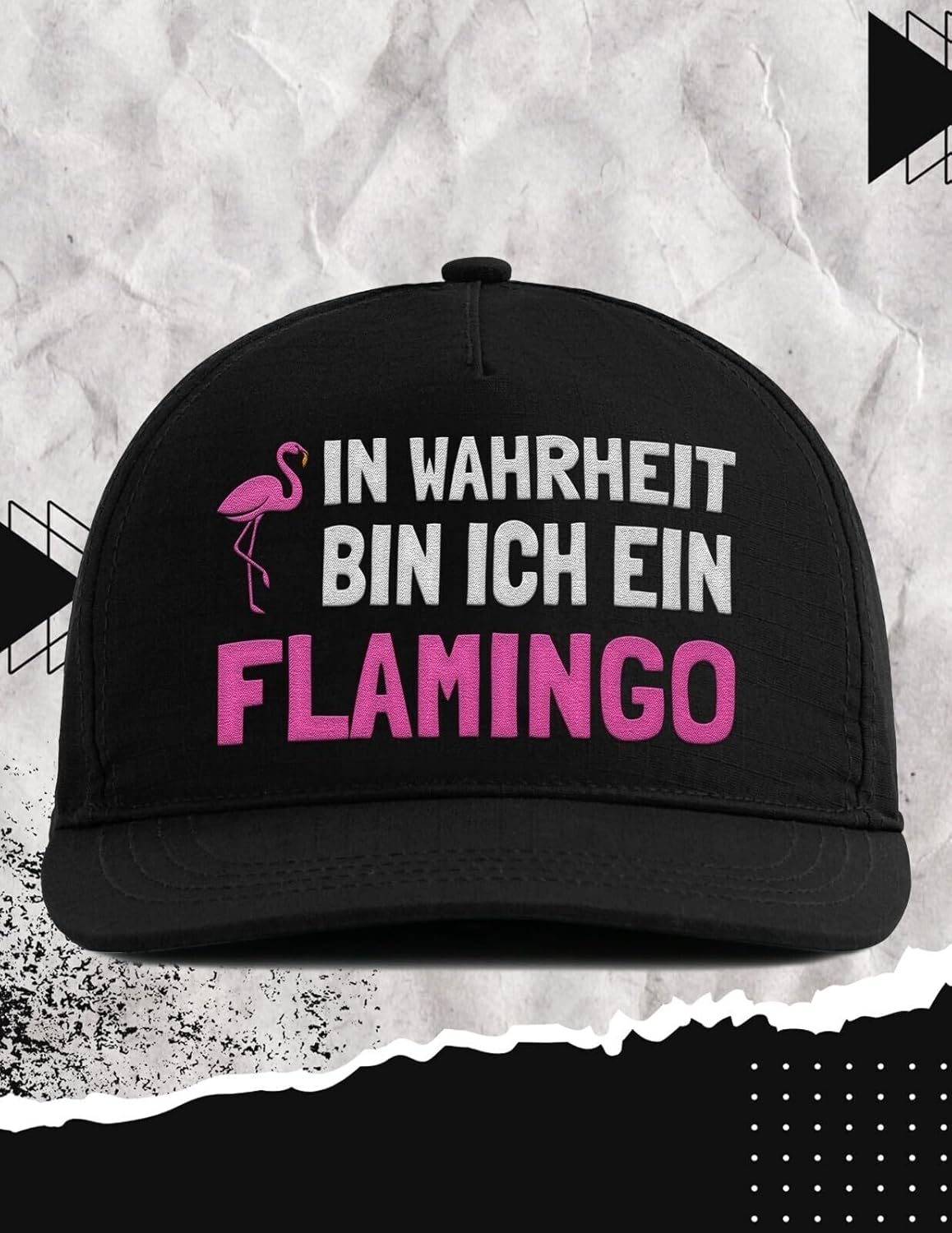 Snapback mit Spruch - In Wahrheit Bin ich EIN Flamingo - Lustige Cap für Damen und Herren - Statement Geschenk - Humorvolle 5-Panel Kappe - Bestickte Trucker Cap in 3 Farben