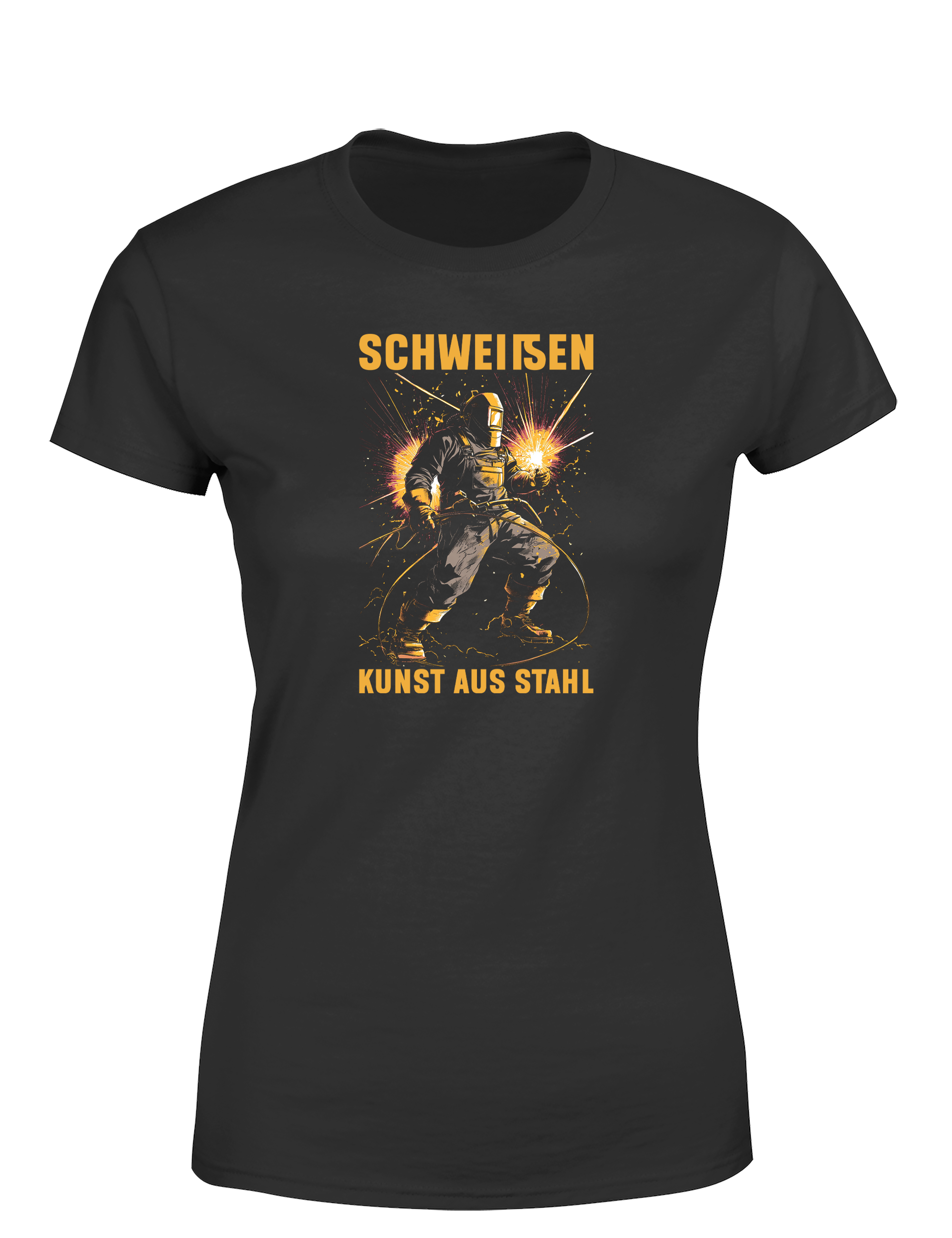 Schweißen – Kunst aus Stahl – Damen T-Shirt im Retro Stil | Lustiges Shirt für Schweißerinnen, Metallbauerinnen & Handwerkerinnen