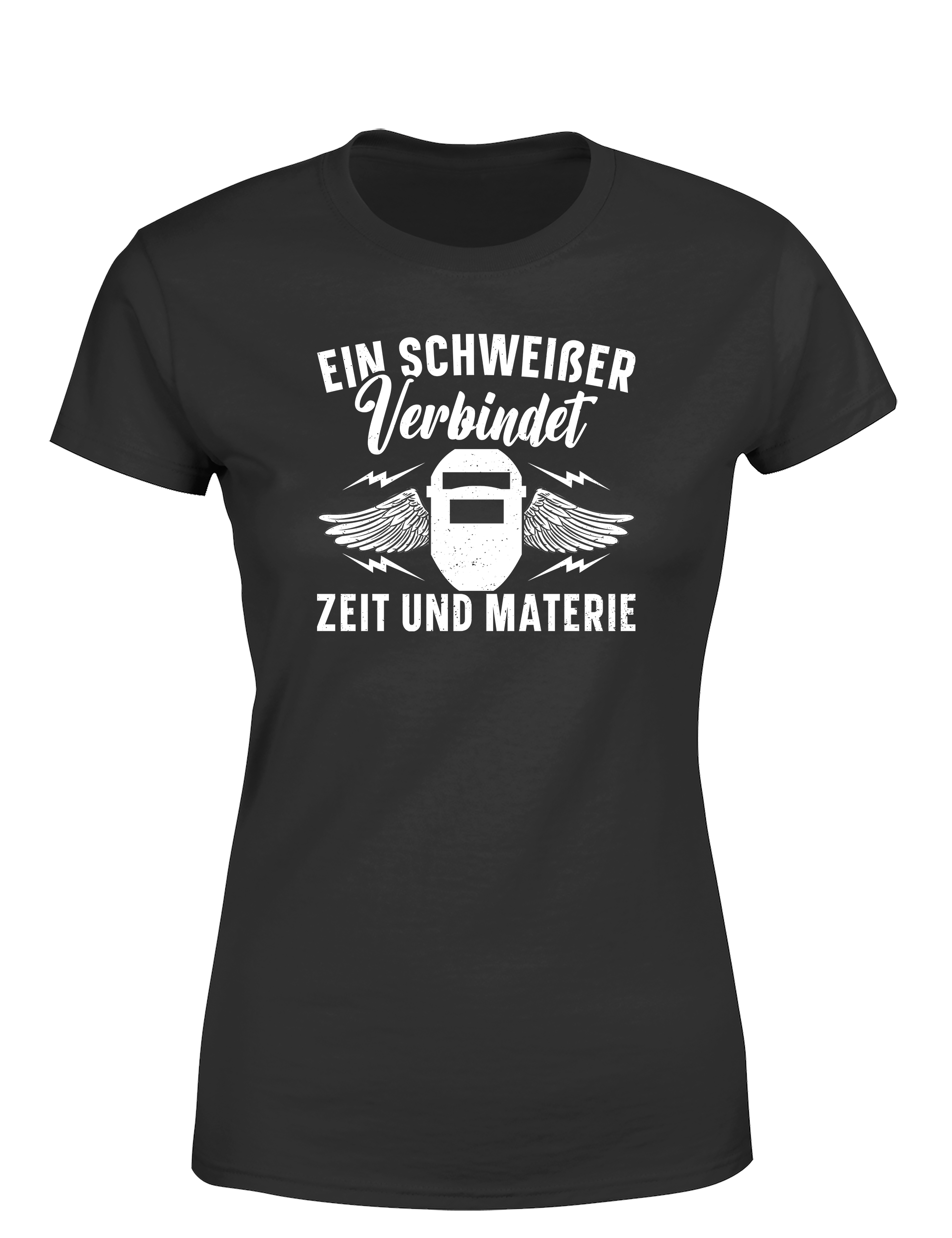 Ein Schweißer verbindet Zeit und Materie – Damen T-Shirt im Retro Stil | Lustiges Shirt für Schweißerinnen, Metallbauerinnen & Handwerkerinnen