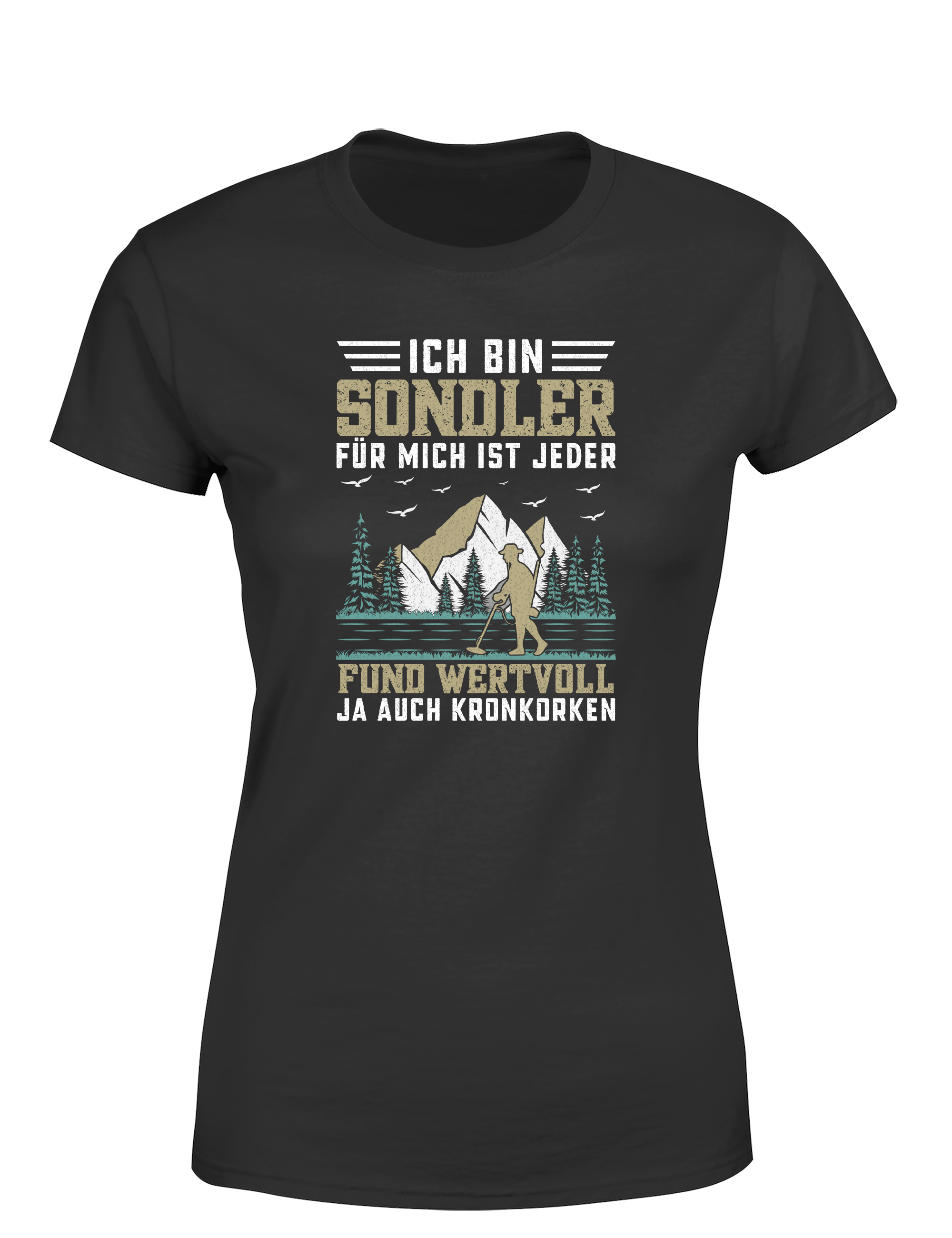 Ich bin Sondlerin – für mich ist jeder Fund wertvoll (ja, auch Kronkorken) – Damen T-Shirt im Retro Stil | Lustiges Shirt für Schatzsucherinnen, Freizeit & Geschenkidee