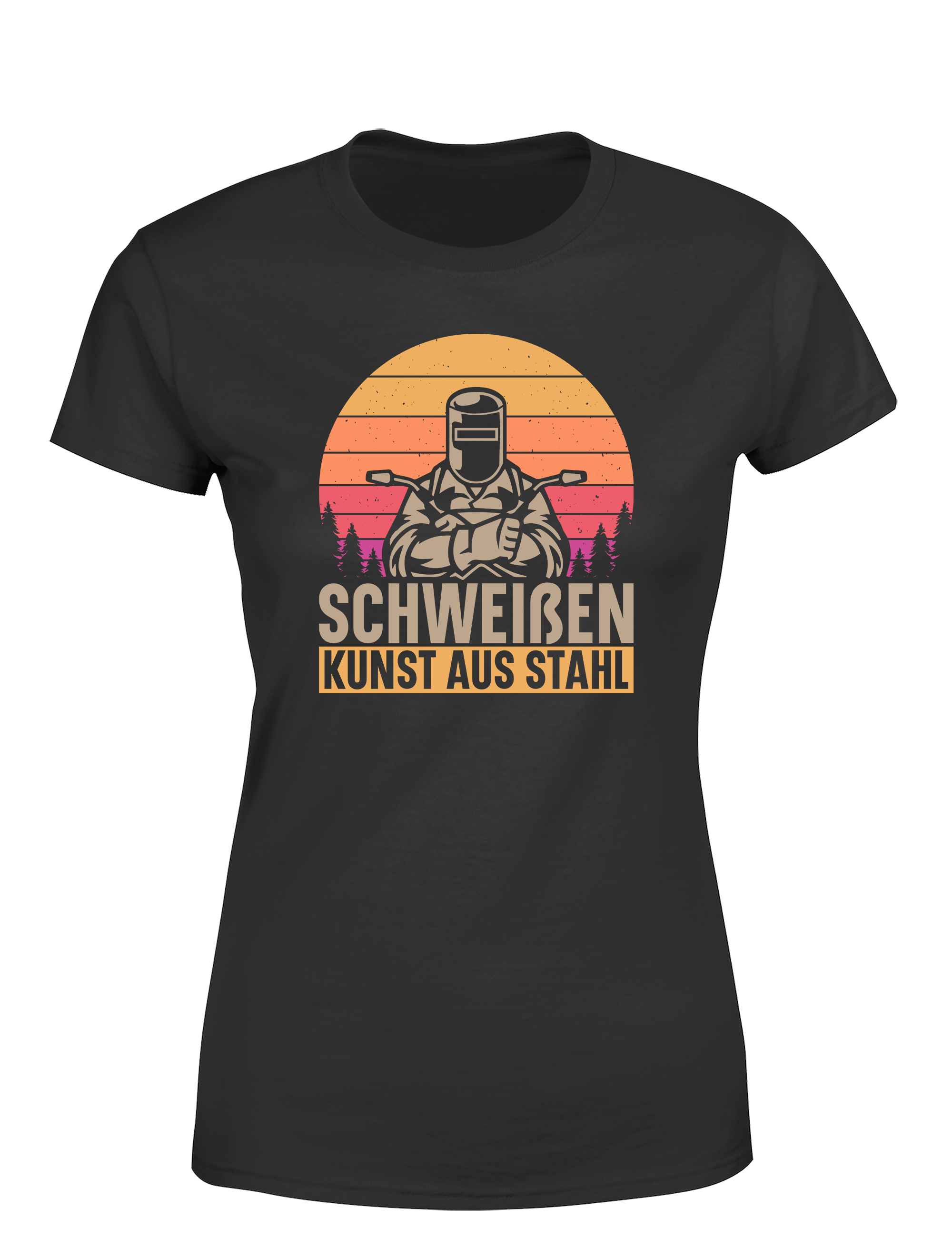 Schweißen – Kunst aus Stahl – Damen T-Shirt im Retro Stil | Lustiges Shirt für Schweißerinnen, Metallbauerinnen & Handwerkerinnen
