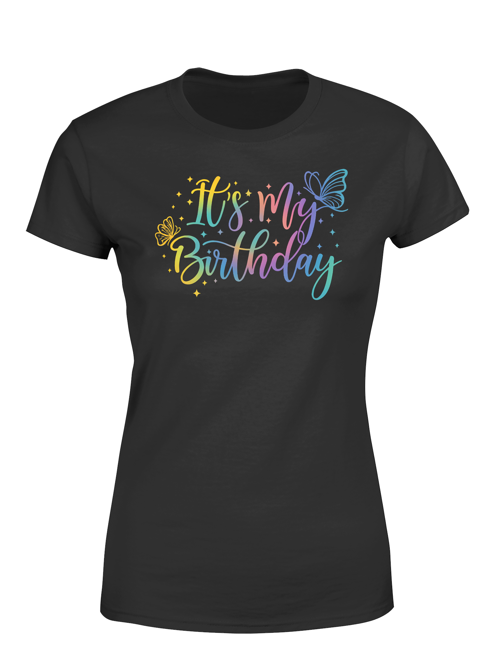 Damen T-Shirt „It’s My Birthday“ | Buntes Geburtstag Shirt mit Schmetterling Motiv