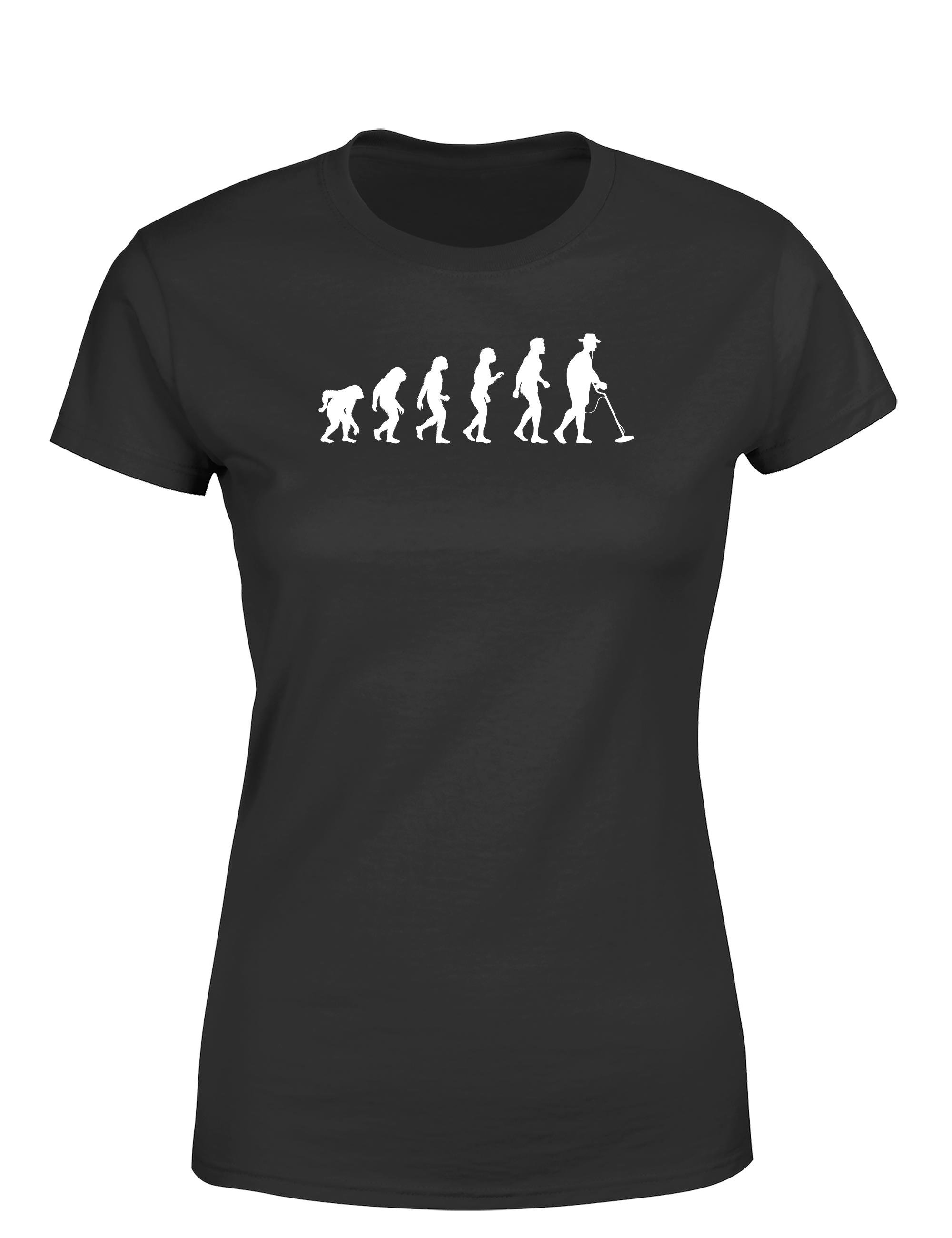 Evolution des Sondelns – Damen T-Shirt im Retro Stil | Lustiges Shirt für Schatzsucherinnen, Freizeit & Geschenkidee