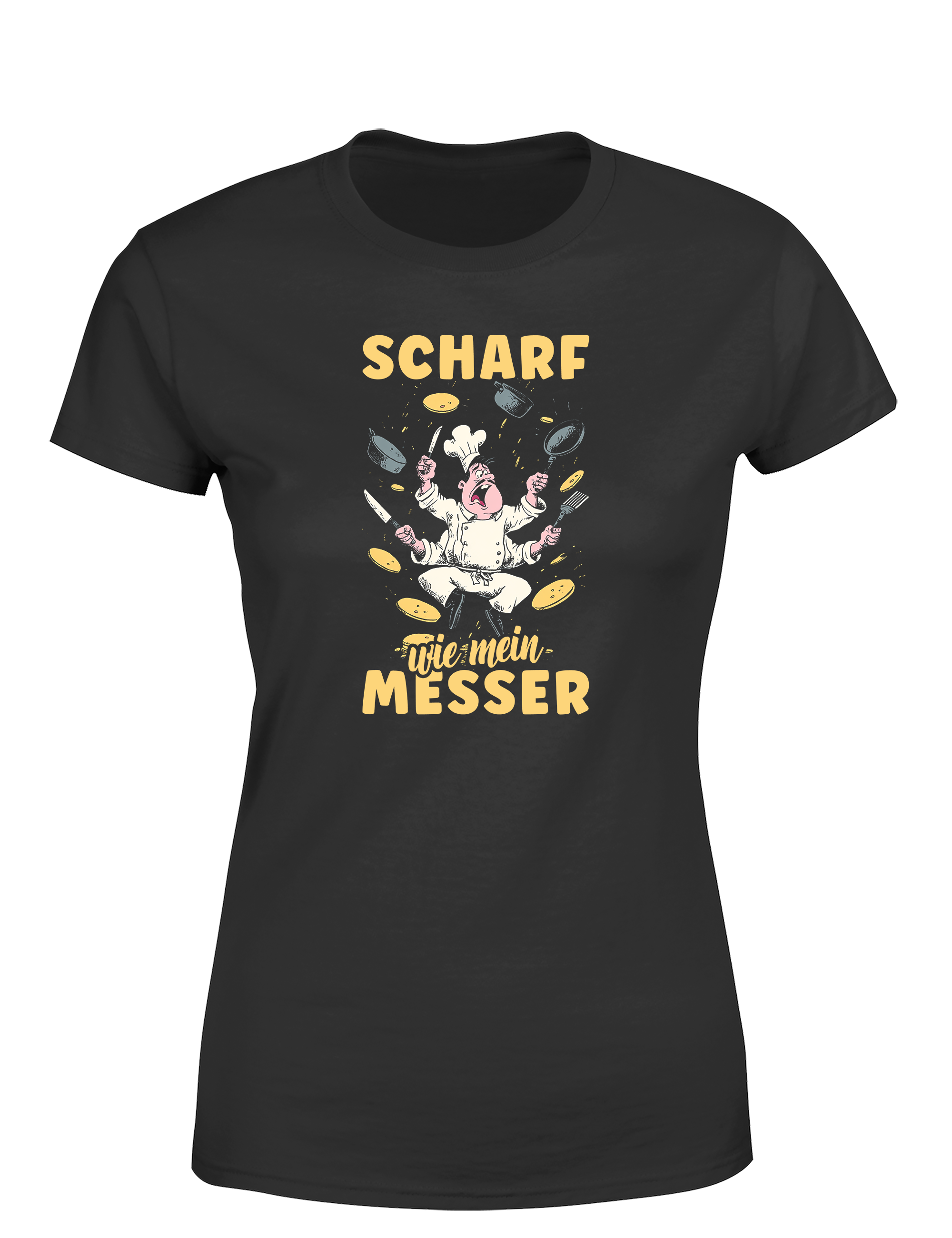 Damen T-Shirt „Scharf wie mein Messer“ | Cooles Koch Shirt für Frauen mit Küchenpower