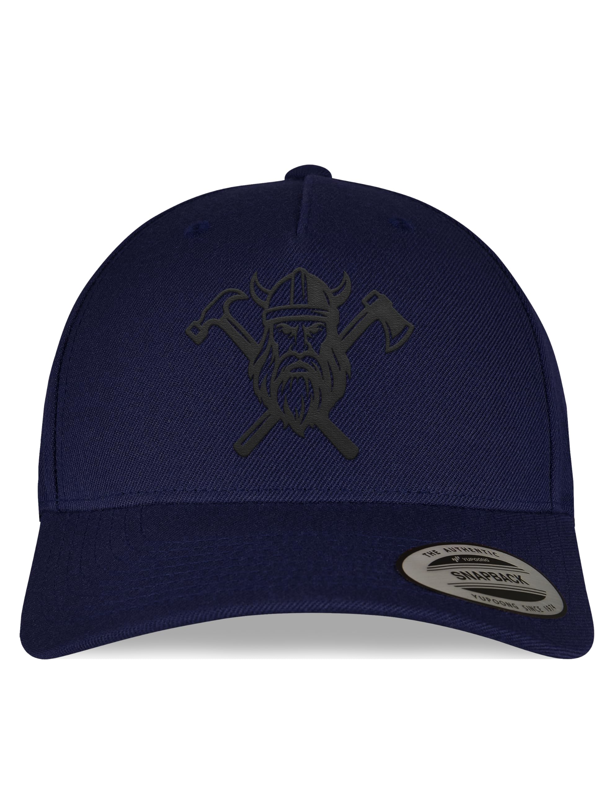 Snapback-Cap mit Wikinger-Stick – Bestickte Cap mit Helm, Axt & Hammer für Handwerker, Bushcrafter, Zimmerer, Viking-Fans und alle mit Stärke im Alltag & Beruf