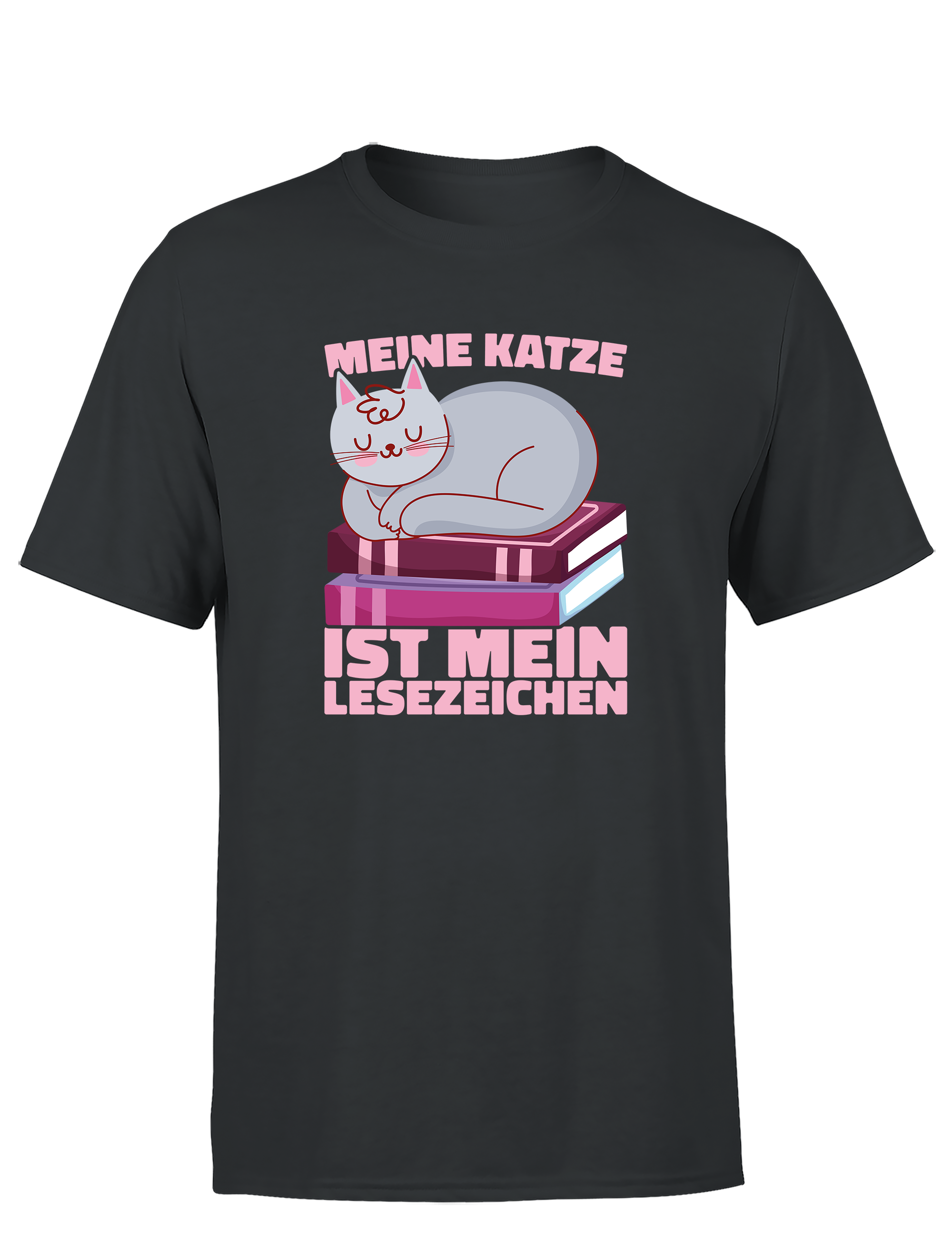 Meine Katze ist mein Lesezeichen – Herren T-Shirt im Retro Stil | Perfektes Shirt für Katzenliebhaber, Leseratten & Geschenkidee
