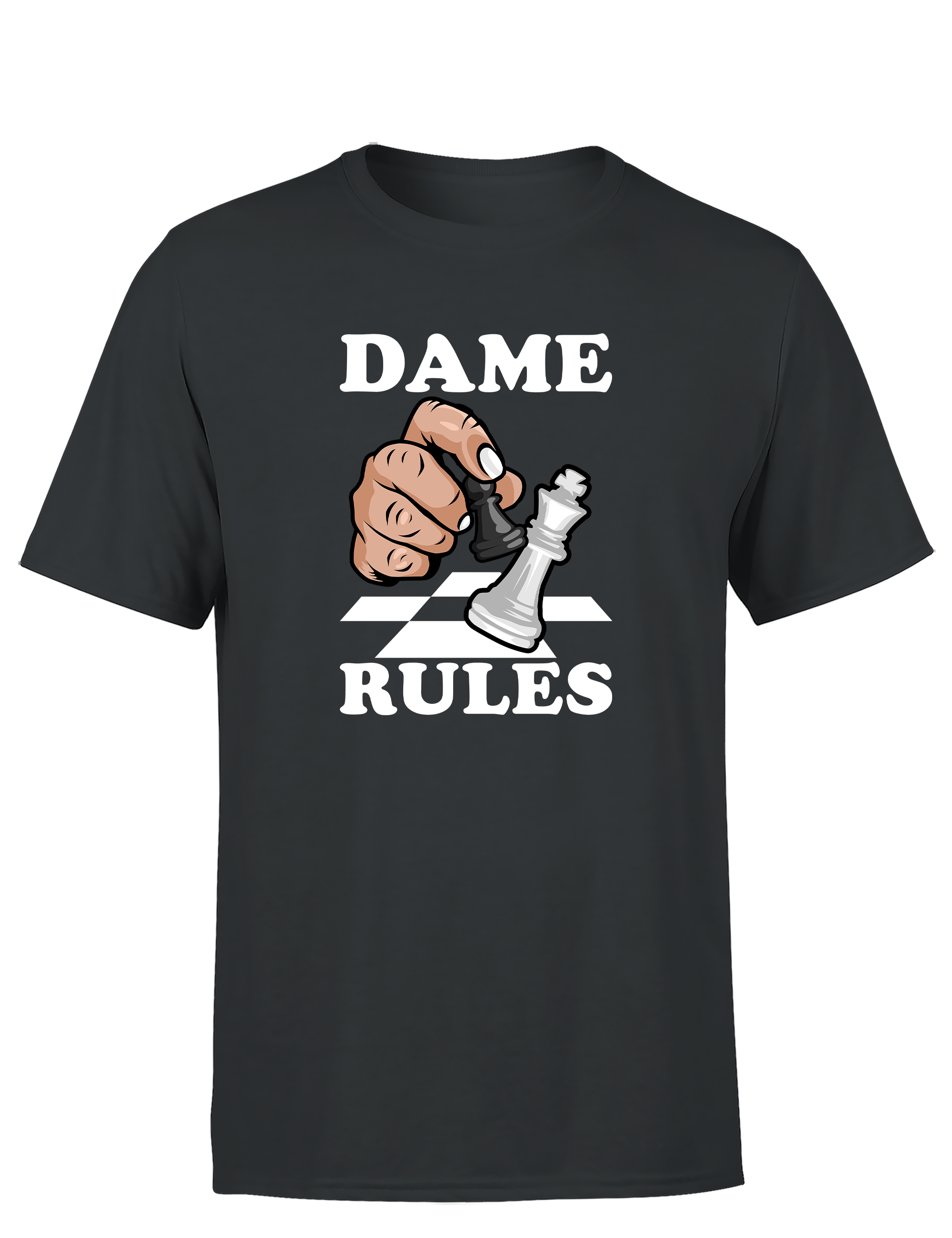 Dame Rules – Herren T-Shirt im Retro Stil | Perfektes Männer Shirt für Schachspieler, Turniere, Freizeit & Geschenkidee