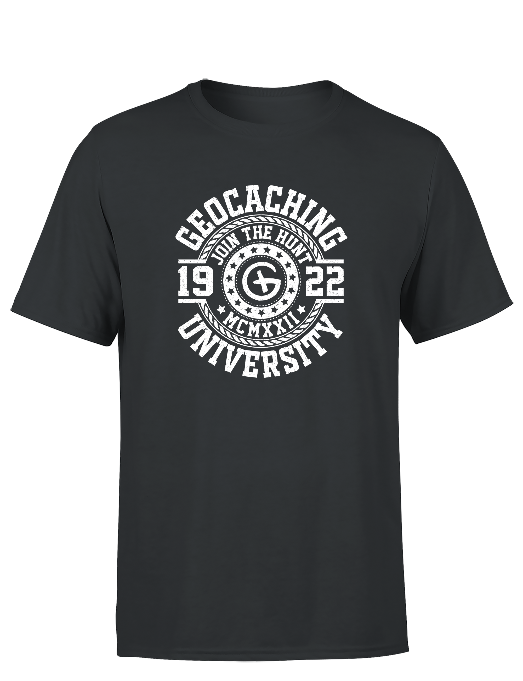 Geocaching University – Herren T-Shirt im Retro College Stil | Lustiges Geocacher Shirt für Schatzsucher & Outdoor-Fans