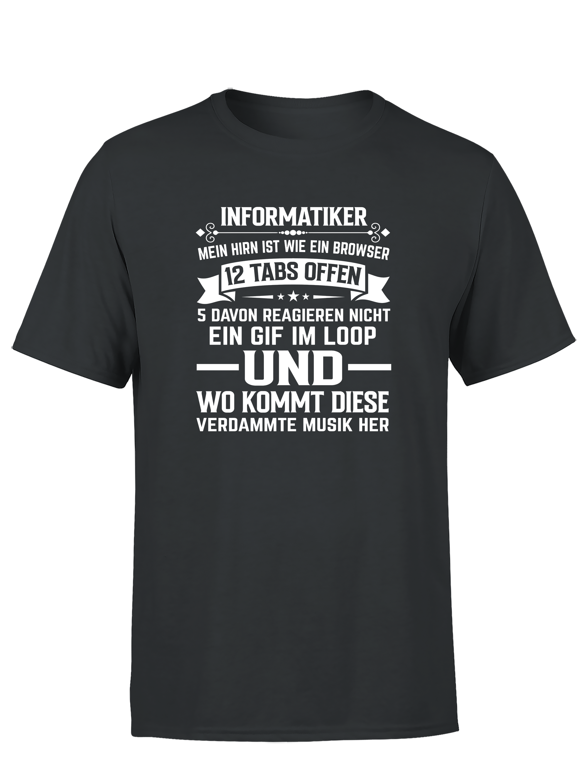 Informatiker Brain – Herren T-Shirt im Retro Stil | Lustiges Nerd Shirt für Programmierer, Entwickler & IT-Fans