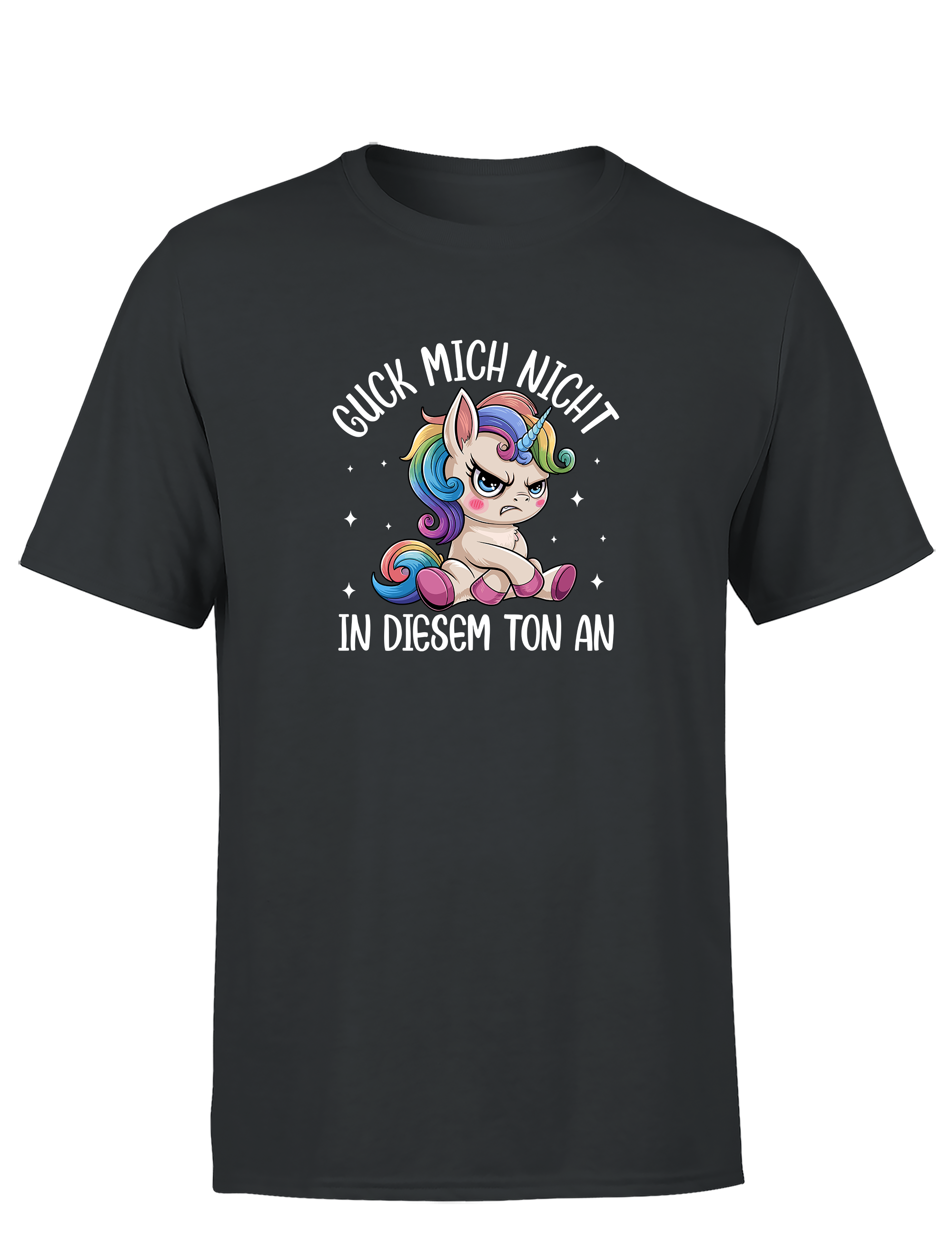 Lustiges Herren T-Shirt „Guck mich nicht in diesem Ton an“ | Sarkastisches Einhorn Shirt für Männer