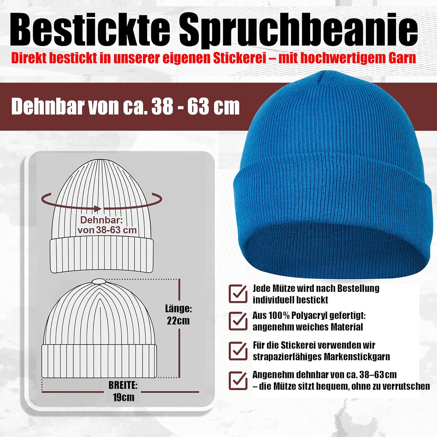 Strickmütze Majestic Eagle Bestickt mit Adler Motiv Wintermütze aus weichem Strickmaterial für Damen und Herren Unisex Beanie mit Tierstickerei