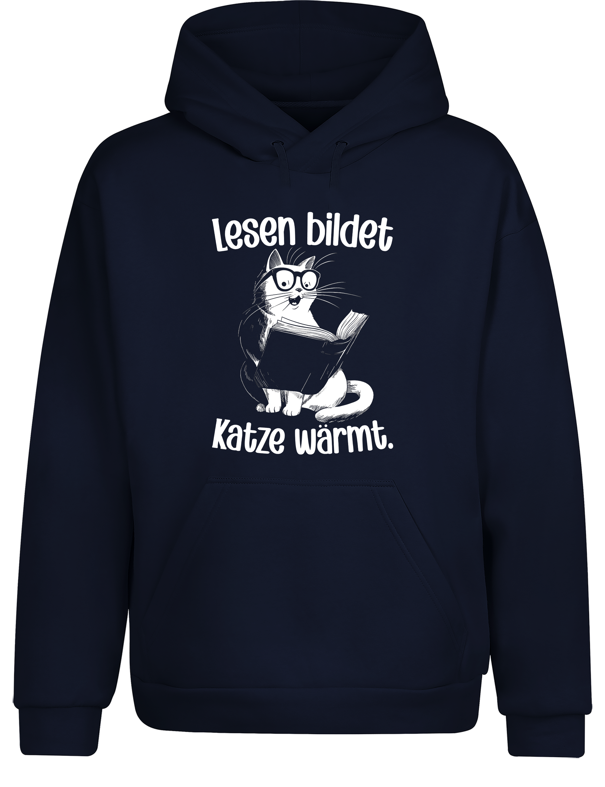 Lesen bildet, Katze wärmt – Hoodie im Retro-Stil | Gemütlicher Kapuzenpullover für Katzenliebhaber, Bücherwürmer & Geschenkidee