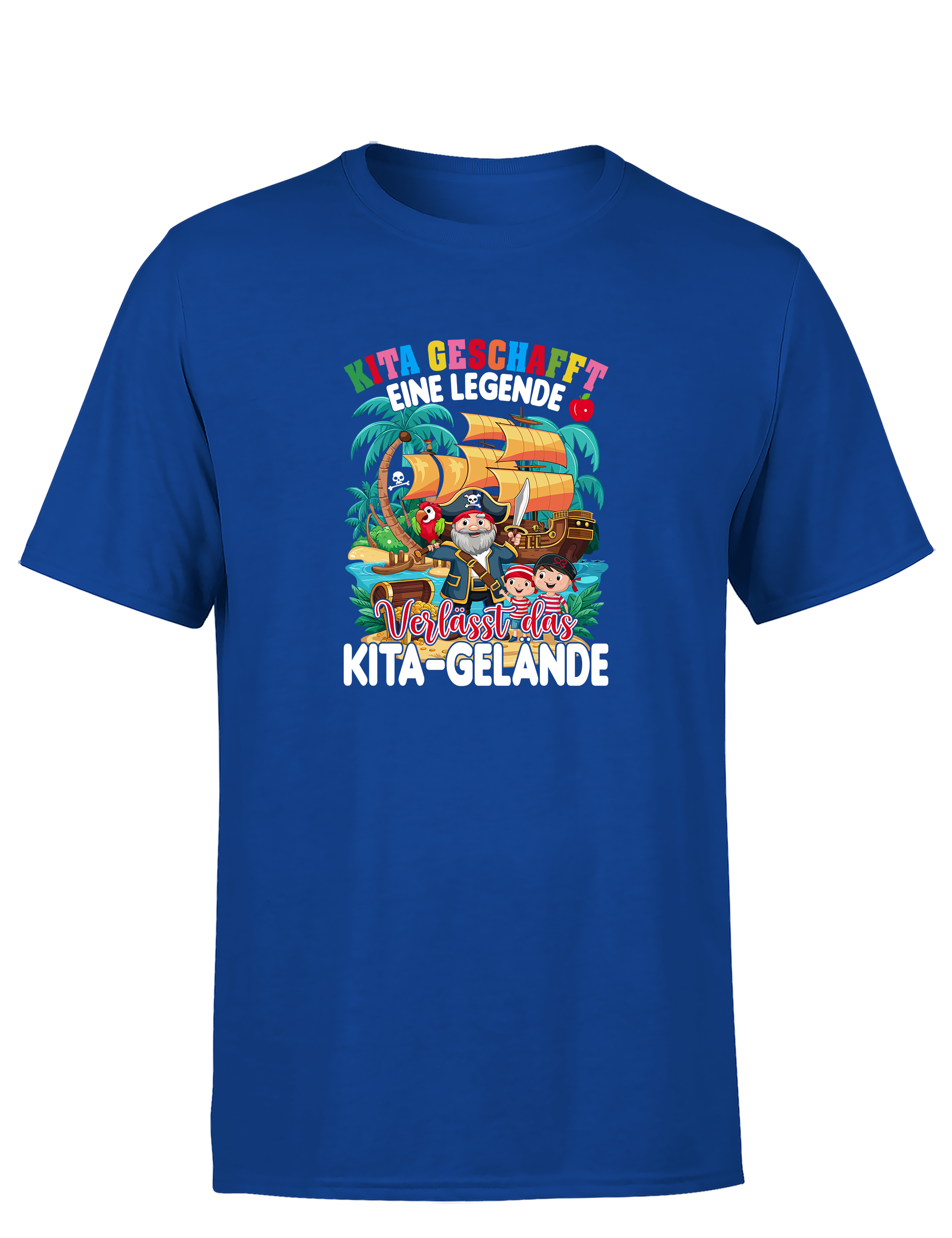 Kita geschafft – Eine Legende verlässt das Kita-Gelände | Lustiges Piraten Abschiedsshirt für Jungs