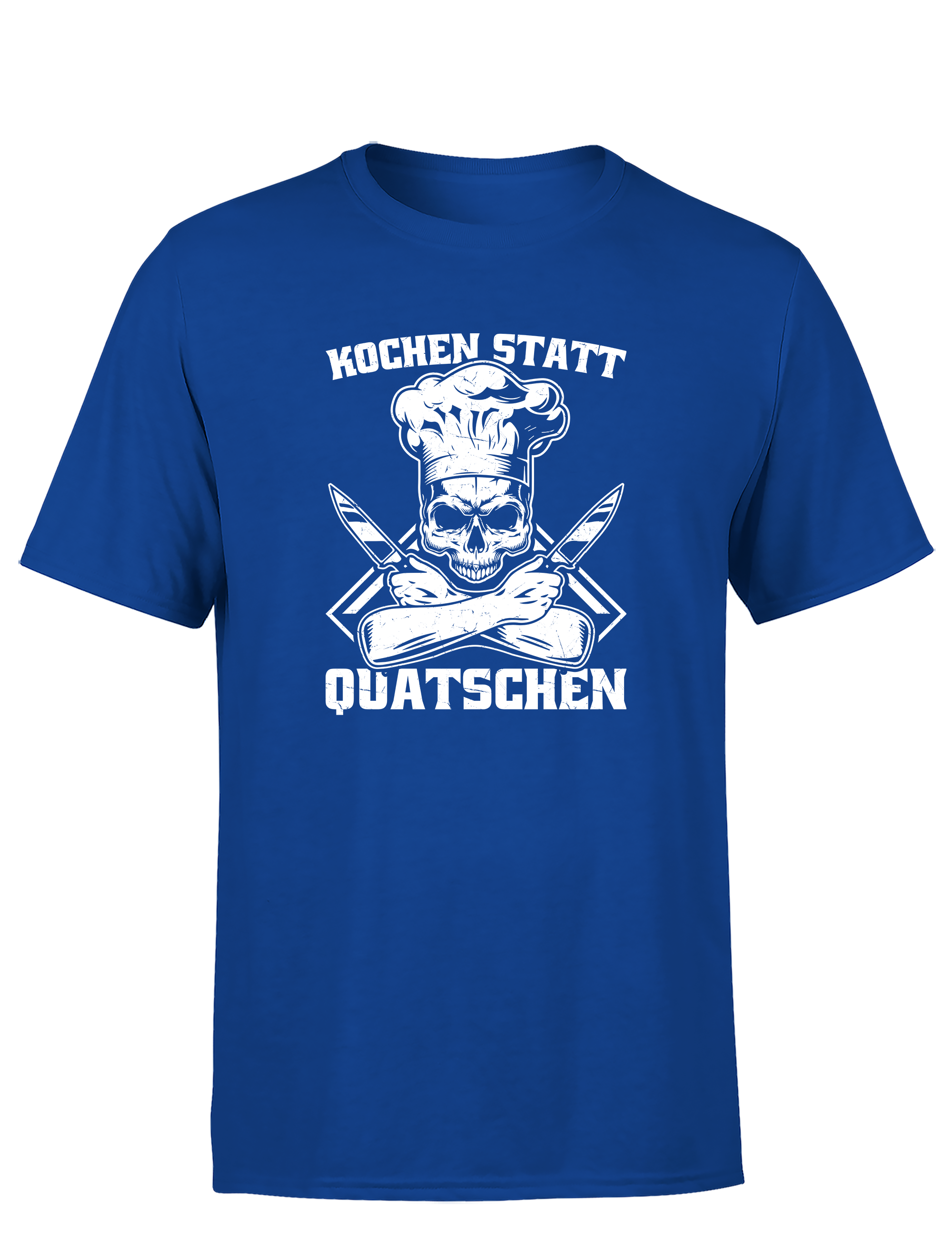 Herren T-Shirt „Kochen statt Quatschen“ | Lustiges Koch Shirt mit Skull & Messer Motiv
