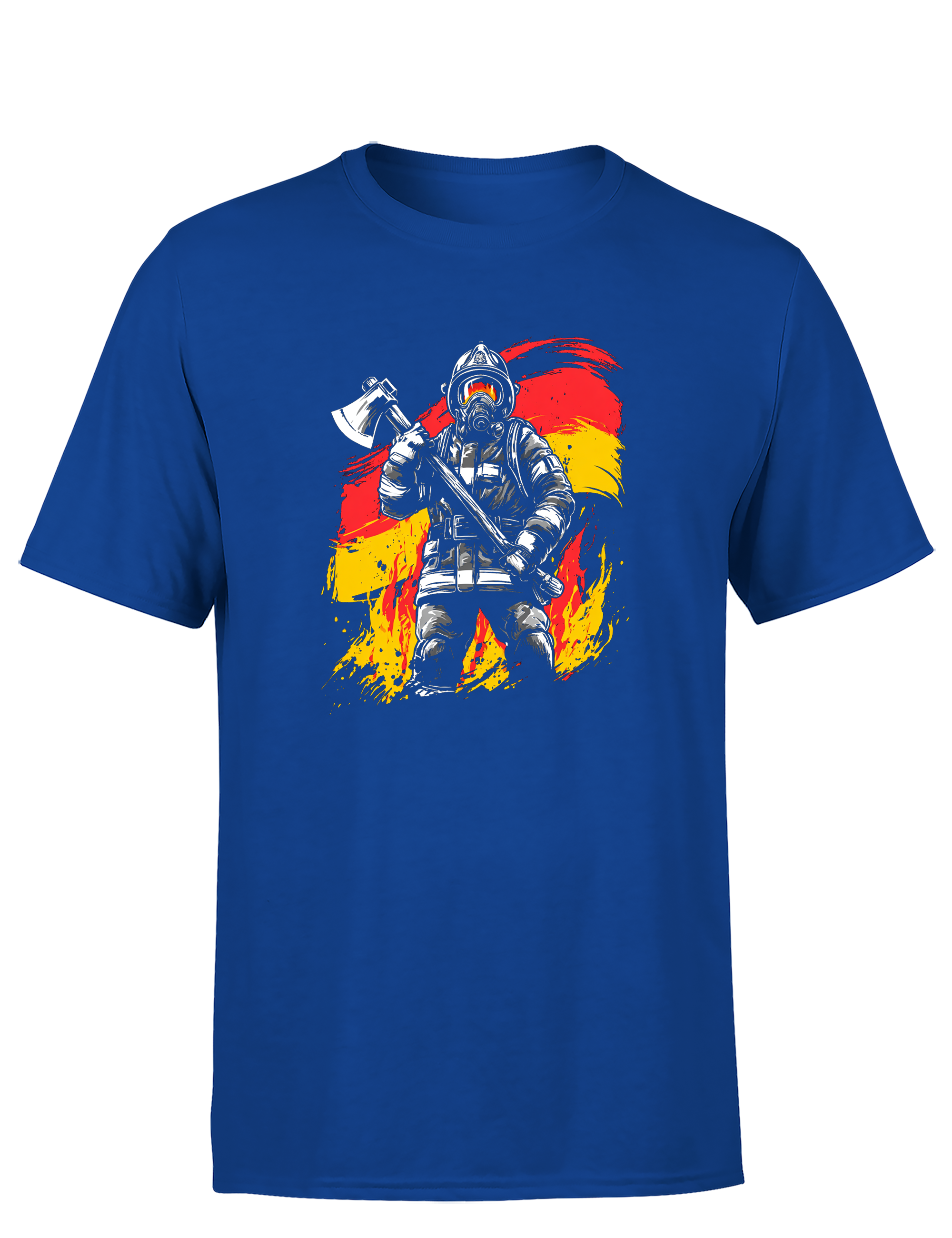 Herren T-Shirt Feuerwehrmann mit Axt | Deutsches Feuerwehr Shirt mit Flagge