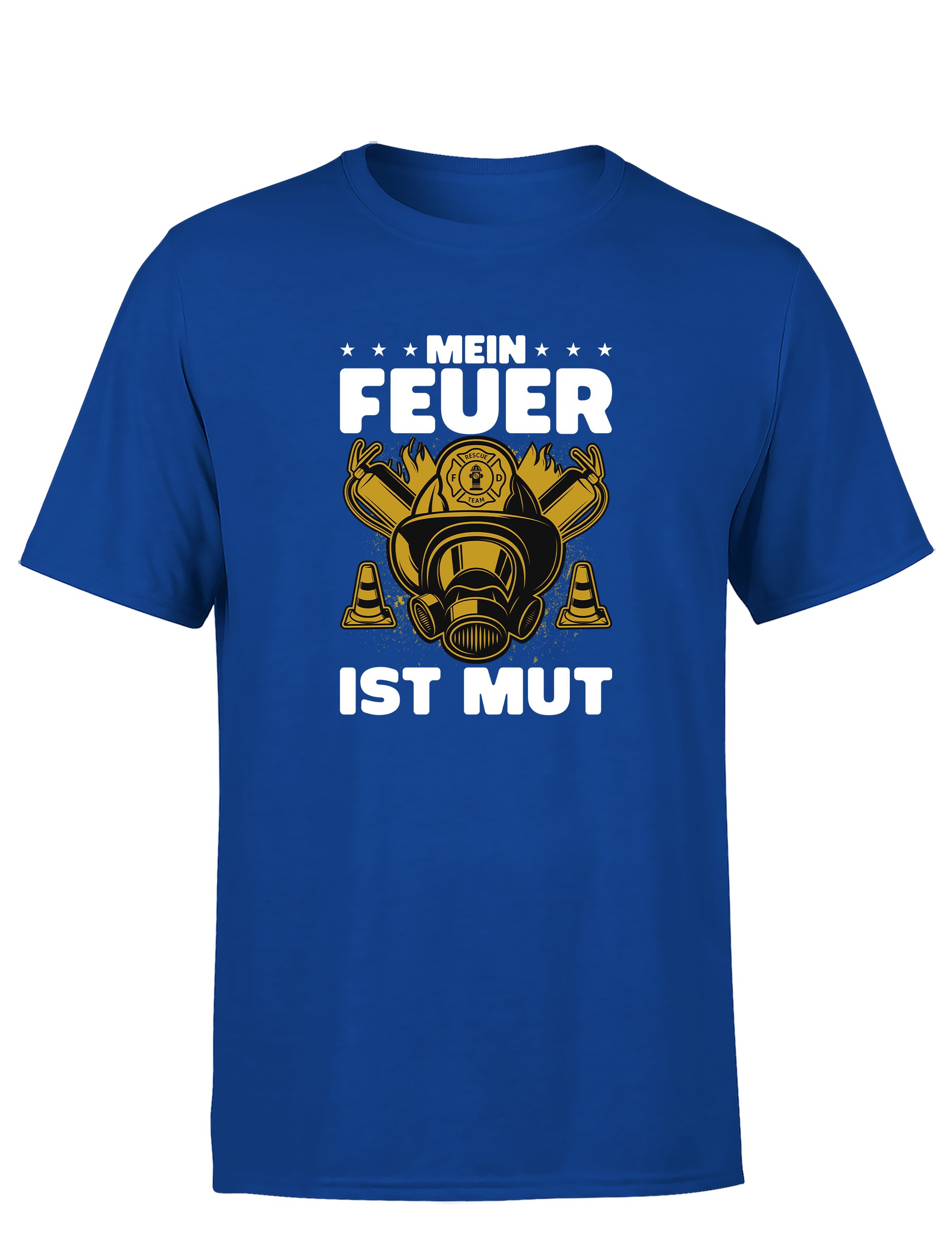 Herren T-Shirt Mein Feuer ist Mut | Feuerwehr Shirt mit Helm und Atemmaske
