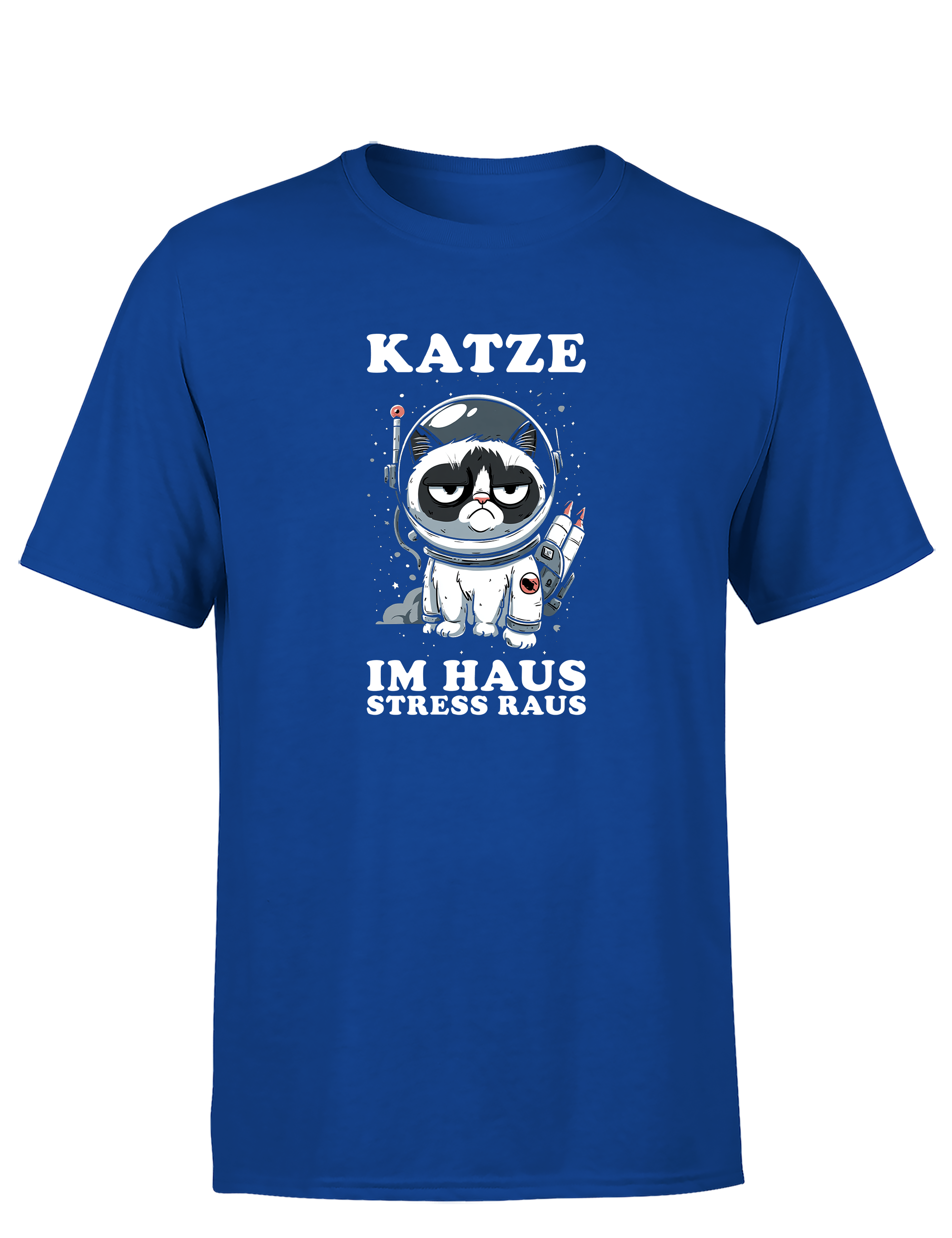 Katze im Haus, Stress raus – Herren T-Shirt im Retro Stil | Perfektes Männer Shirt für Katzenliebhaber, Alltag, Freizeit & Geschenkidee