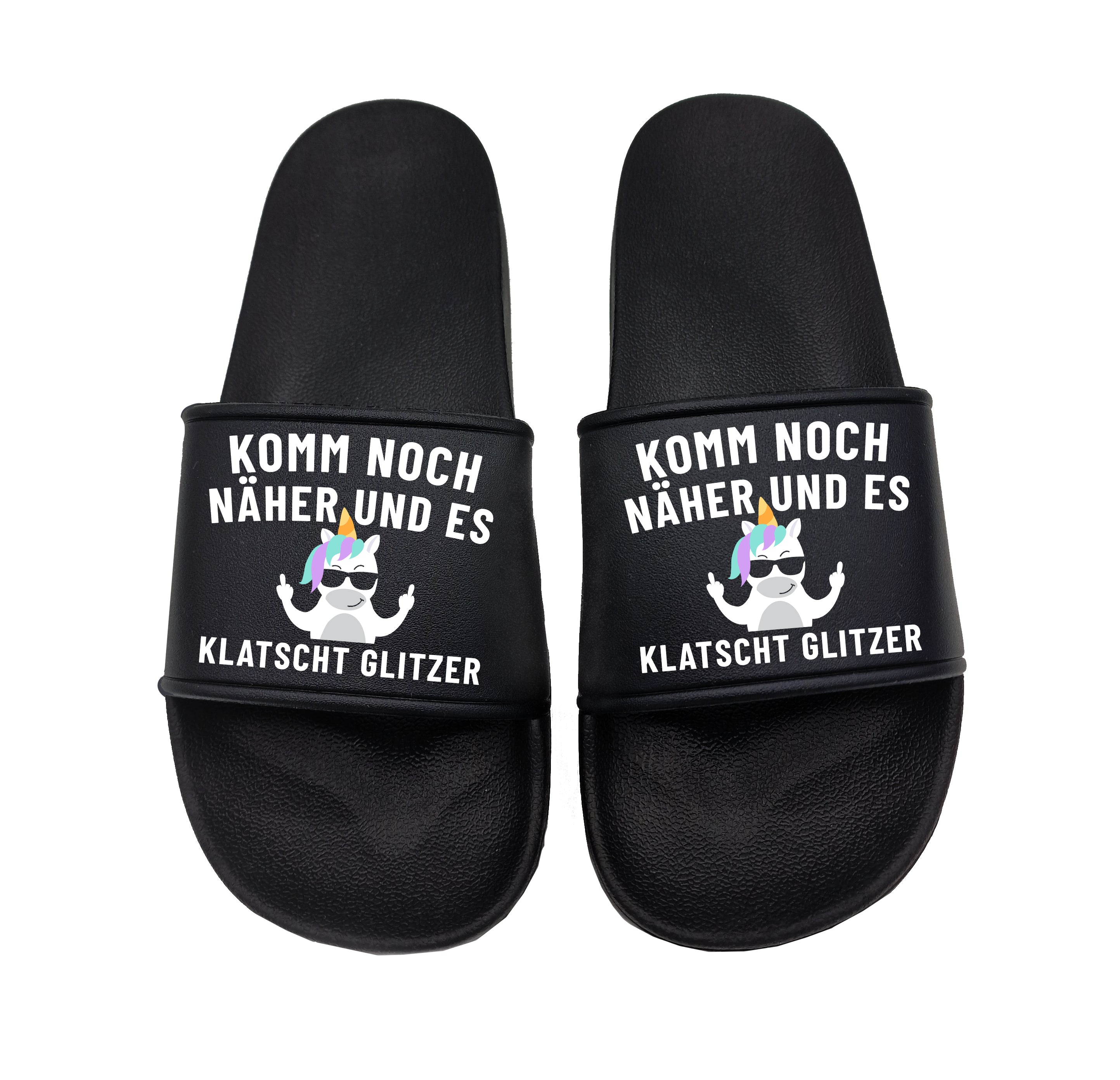 Badeschuhe Komm noch näher und es klatscht Glitzer