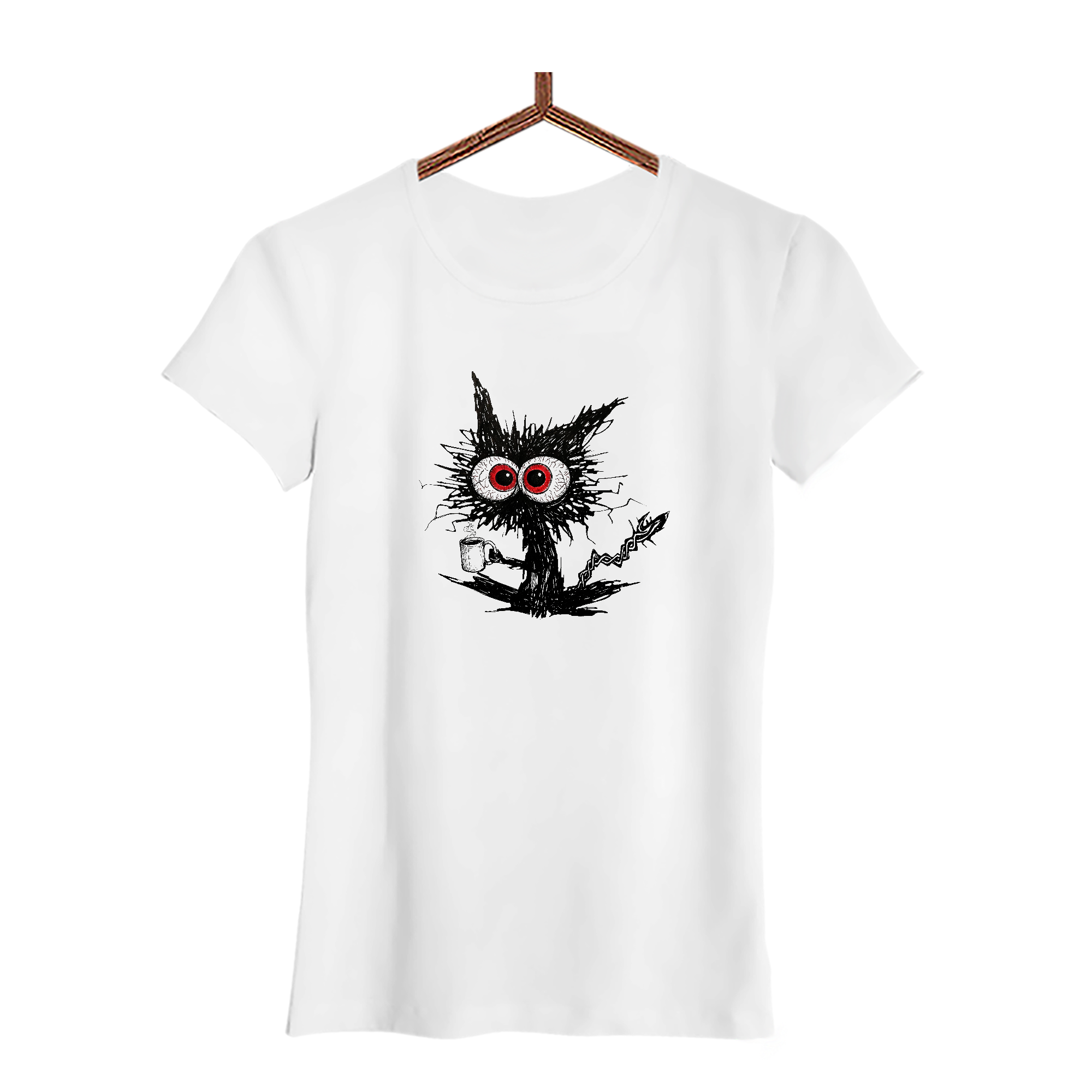 Damen T-Shirt Katze Kaffee