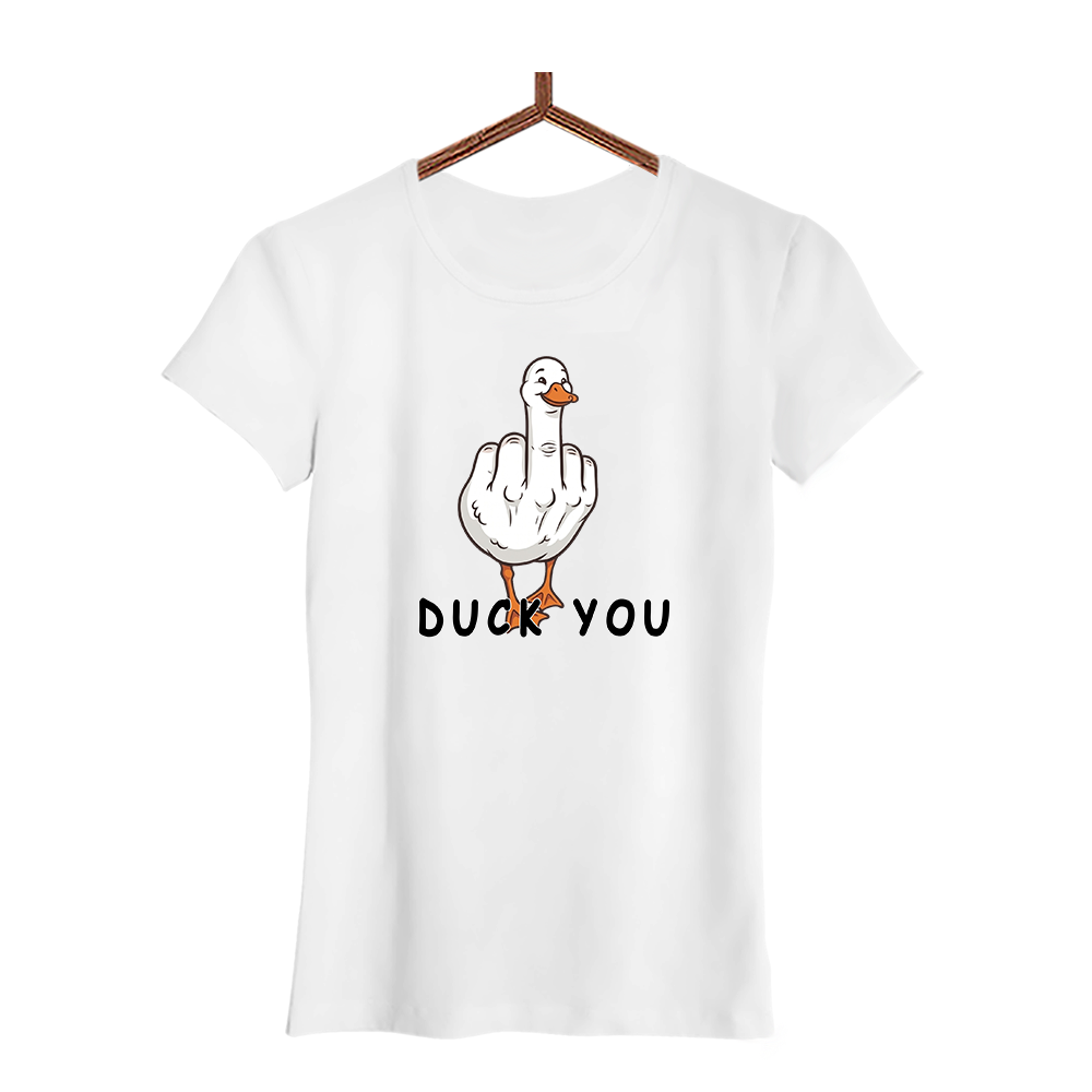Damen T-Shirt Duck You Weiß
