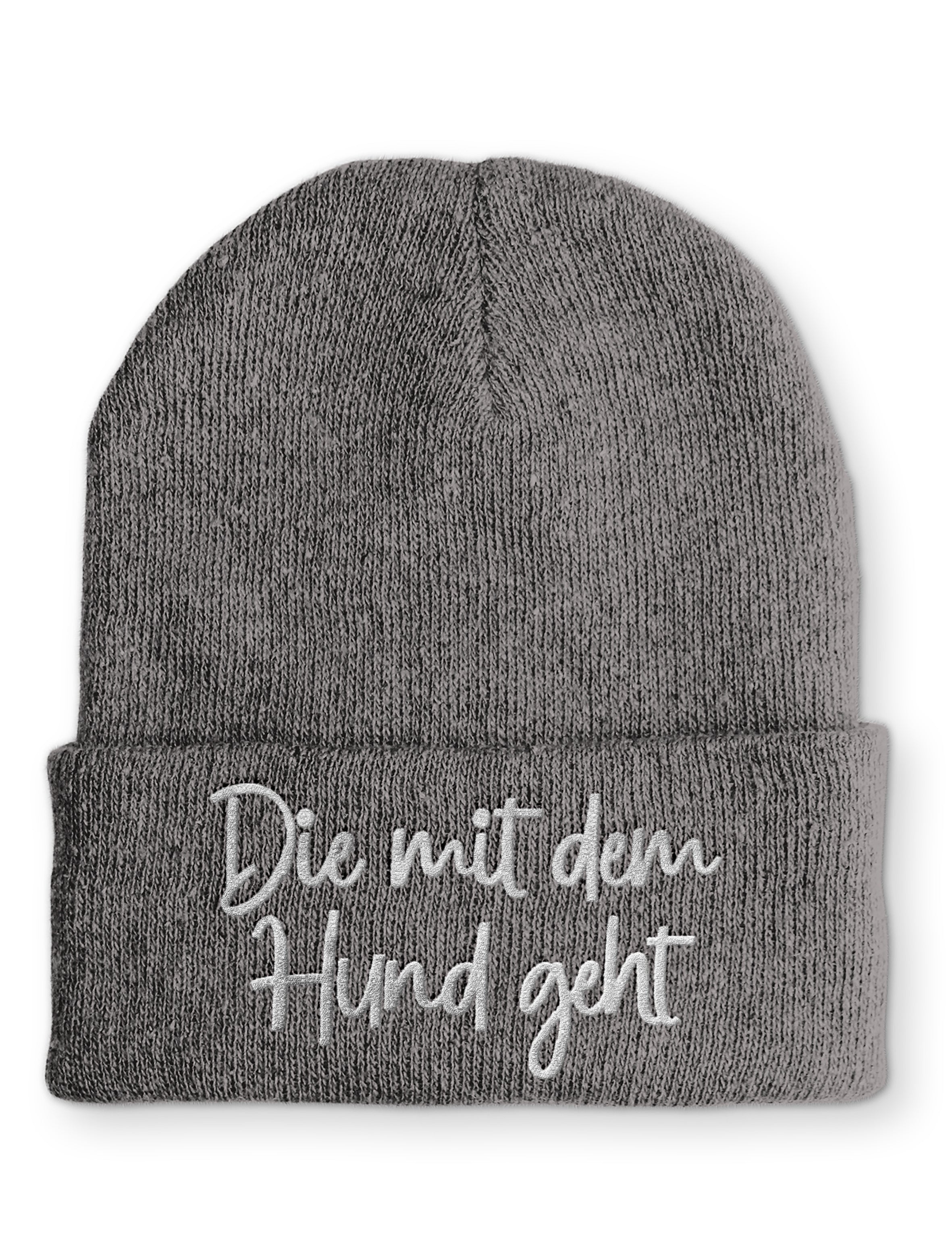 Die mit dem Hund geht Statement Beanie Mütze mit Spruch