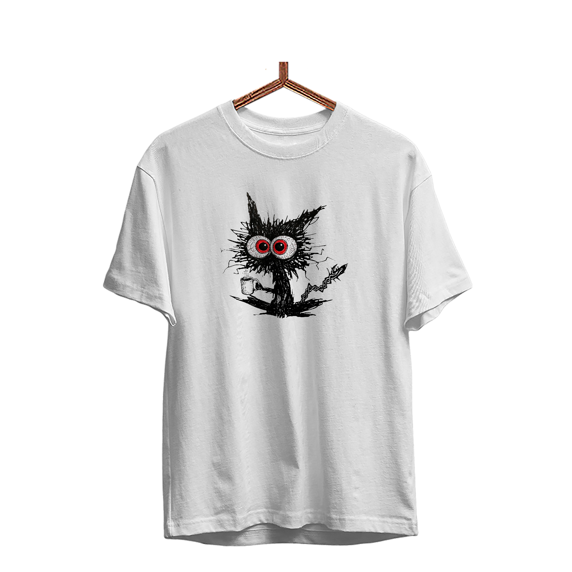 Herren T-Shirt Katze Kaffee
