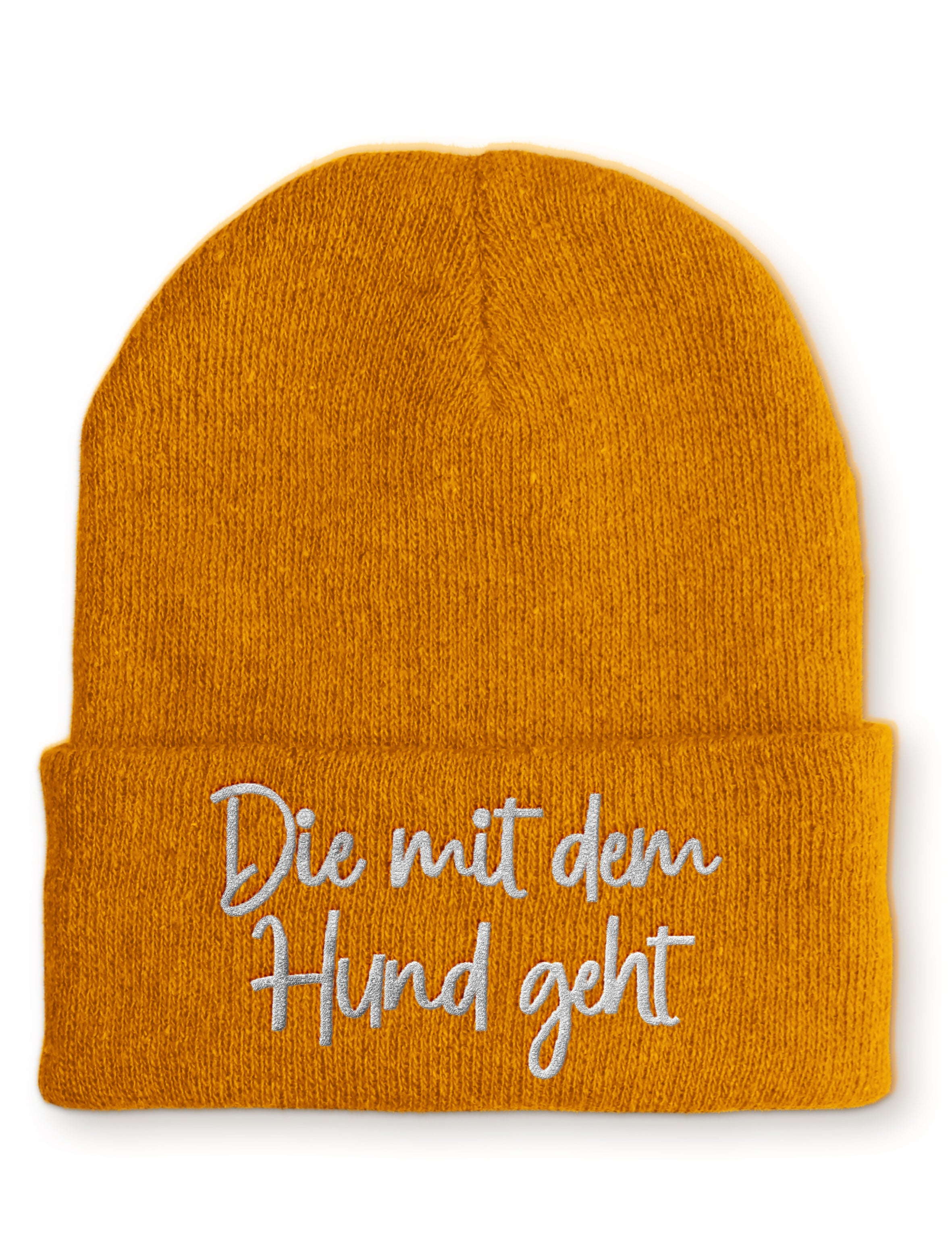 Die mit dem Hund geht Statement Beanie Mütze mit Spruch