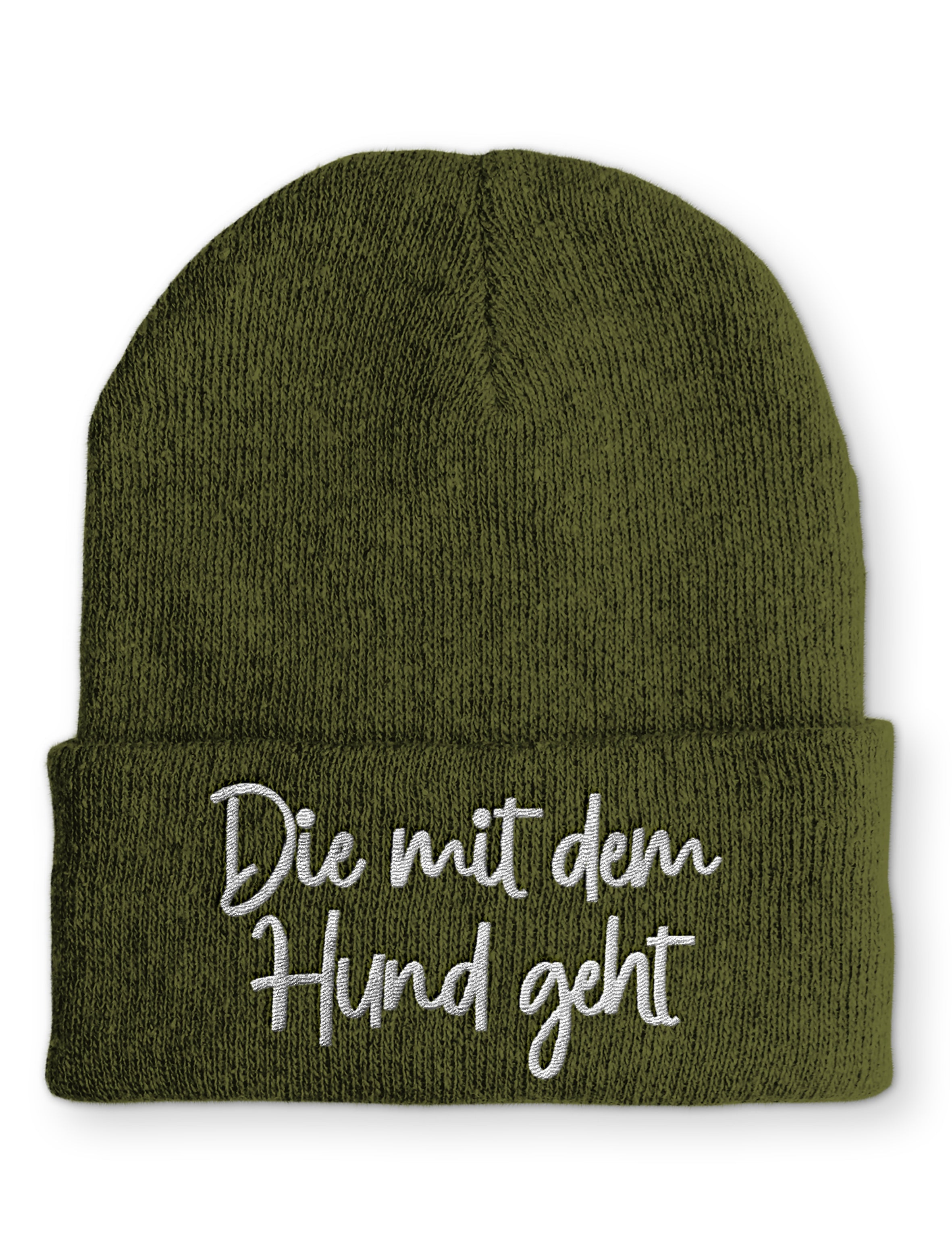 Die mit dem Hund geht Statement Beanie Mütze mit Spruch