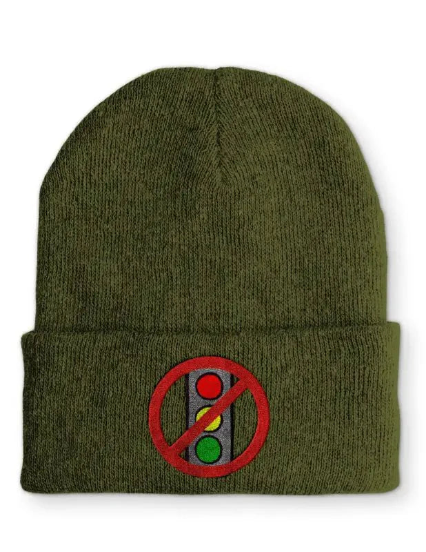 Ampel Durchgestrichen Statement Beanie Mütze mit Spruch - tshirtladen - Mütze