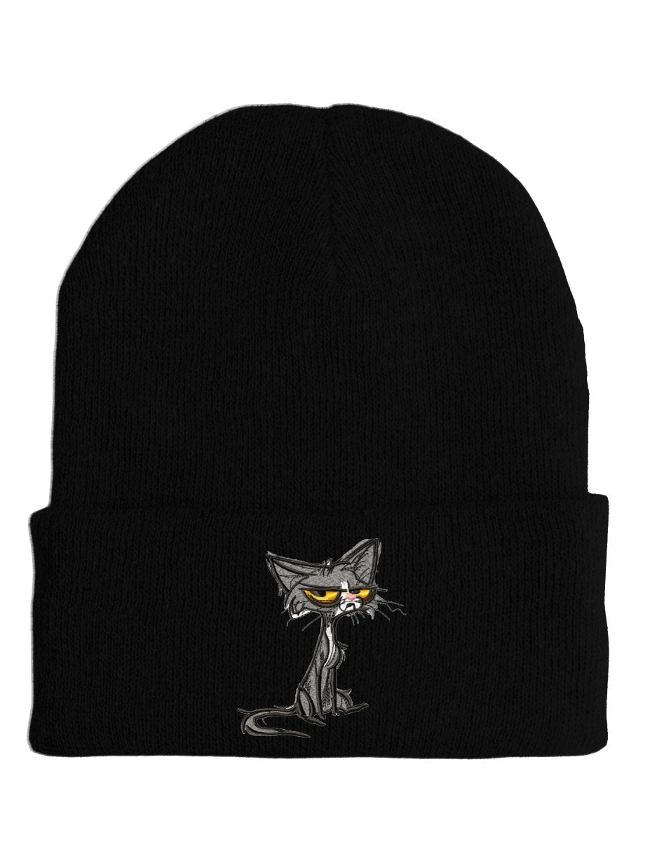 Angry Cat - Beanie - lustige Mütze mit Spruch - Schwarzer - Kaffee
