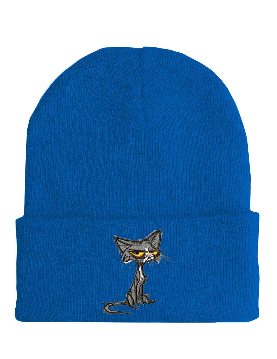 Angry Cat - Beanie - lustige Mütze mit Spruch - Schwarzer - Kaffee