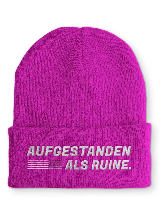 Aufgestanden als Ruine Statement Beanie Mütze mit Spruch - tshirtladen - Mütze