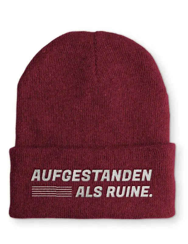 Aufgestanden als Ruine Statement Beanie Mütze mit Spruch - tshirtladen - Mütze