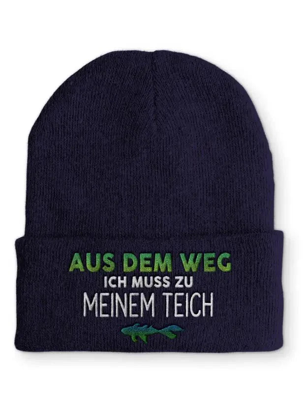 Aus dem Weg ich muss zu meinem Teich Statement Beanie Mütze mit Spruch - tshirtladen - Mütze