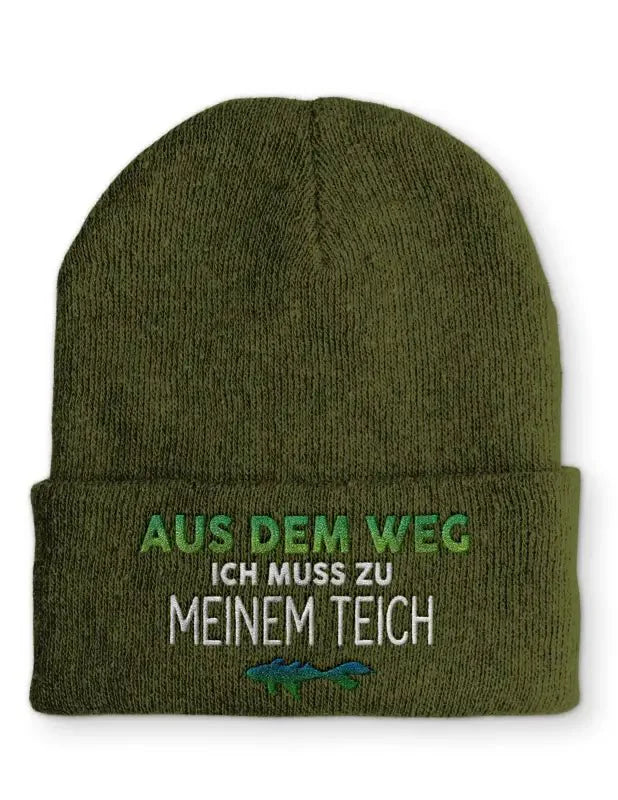Aus dem Weg ich muss zu meinem Teich Statement Beanie Mütze mit Spruch - tshirtladen - Mütze