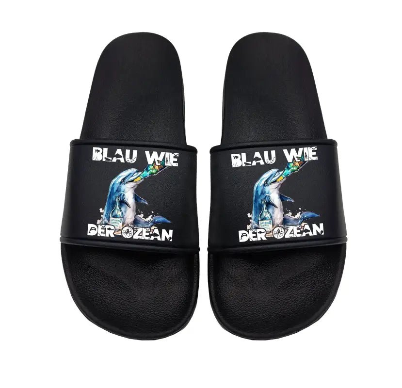 Badeschuhe Blau wie der Ozean - Schwarzer - Kaffee