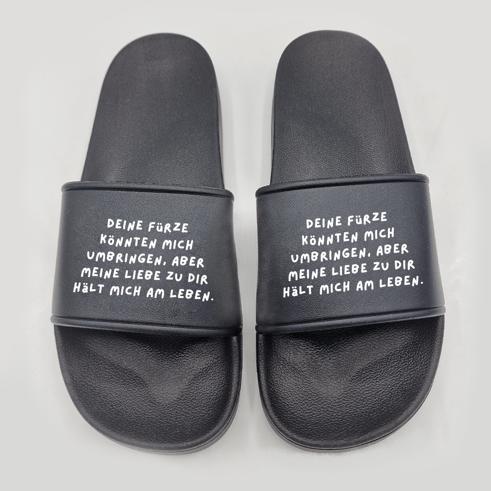 Badeschuhe Deine Fürze könnten mich umbringen - Schwarzer - Kaffee