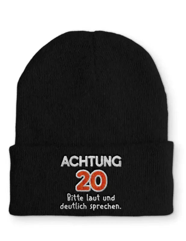 Beanie Mütze Achtung 20 Bitte laut und deutlich sprechen. Statement Beanie Mütze mit Spruch - tshirtladen -