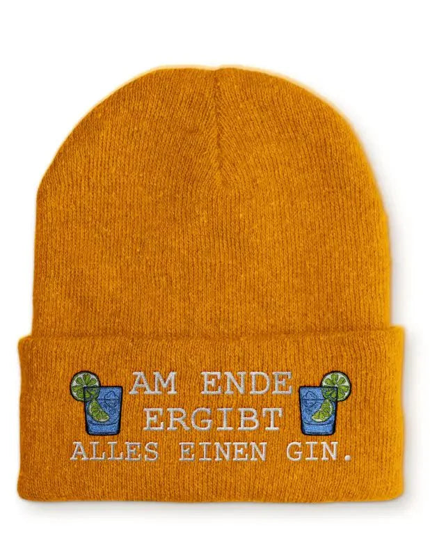 Beanie Mütze Am Ende ergibt alles einen Gin. Statement Beanie Mütze mit Spruch - tshirtladen -