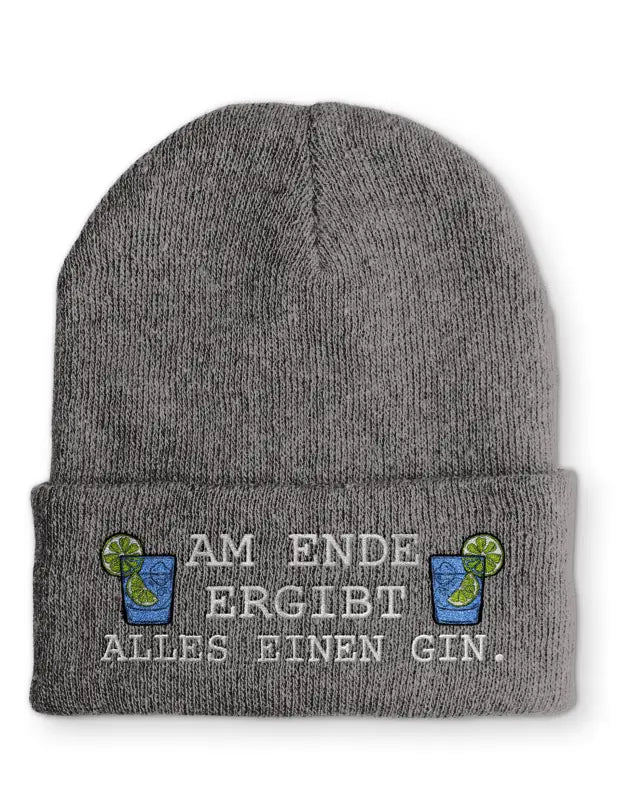 Beanie Mütze Am Ende ergibt alles einen Gin. Statement Beanie Mütze mit Spruch - tshirtladen -