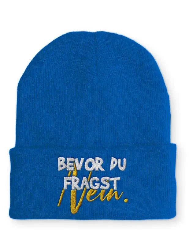 Beanie Mütze Bevor du fragst NEIN! Statement Beanie Mütze mit Spruch - tshirtladen -