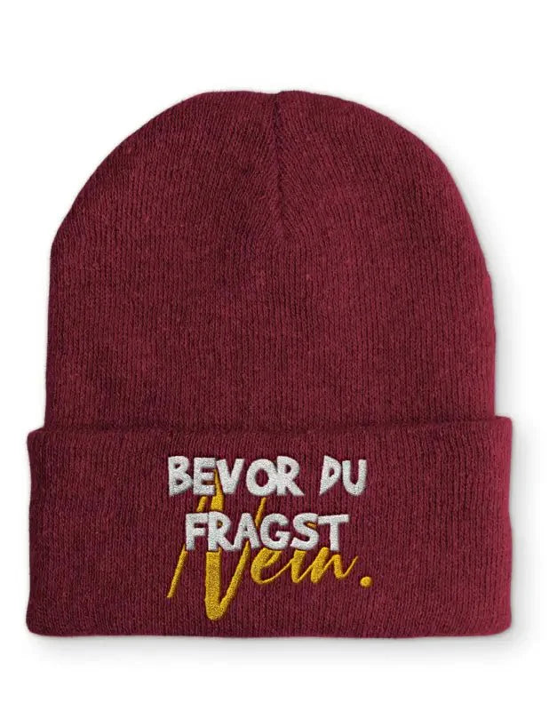 Beanie Mütze Bevor du fragst NEIN! Statement Beanie Mütze mit Spruch - tshirtladen -