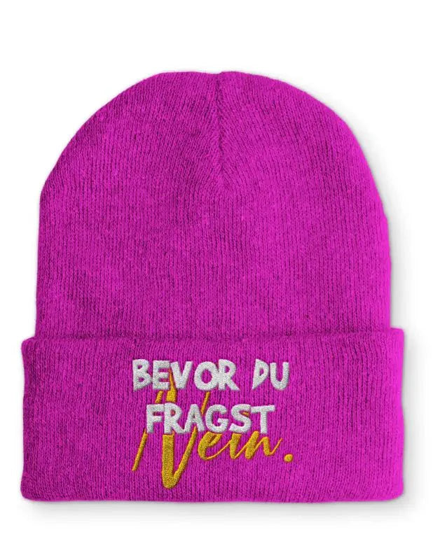 Beanie Mütze Bevor du fragst NEIN! Statement Beanie Mütze mit Spruch - tshirtladen -